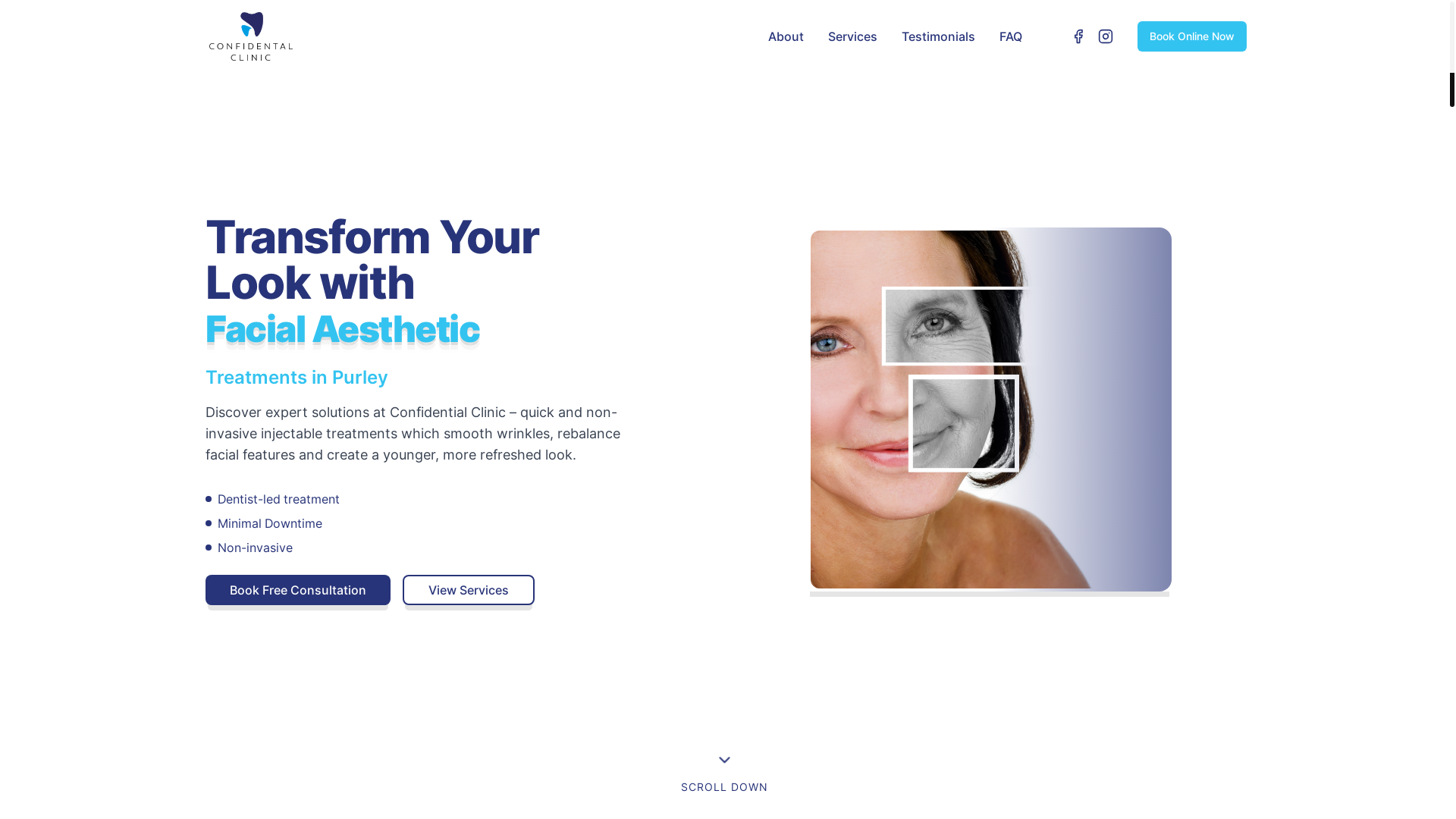 website screenshot of https://facialaestheticspurley.co.uk/