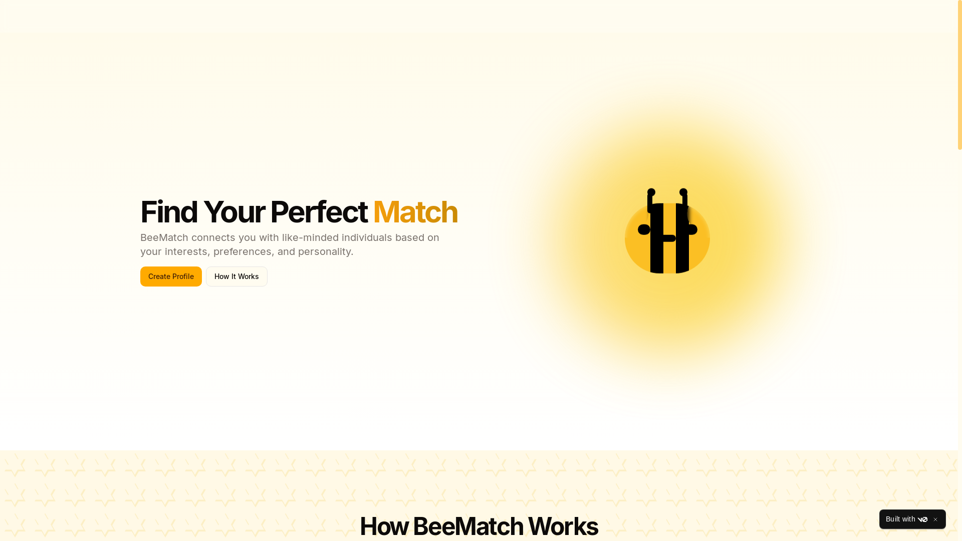 website screenshot of https://beematch.online/