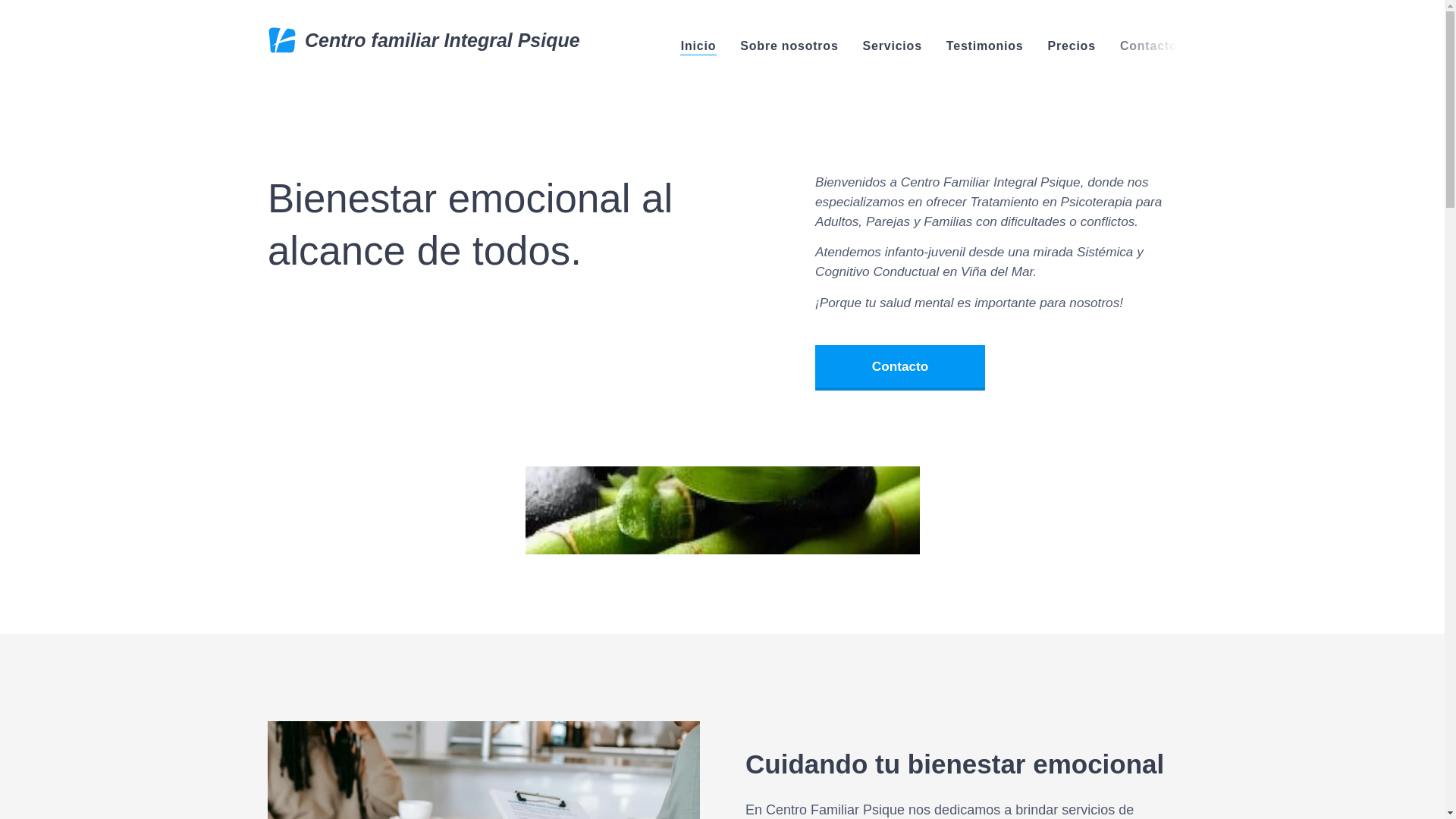 website screenshot of https://centrofamiliarpsique.cl/