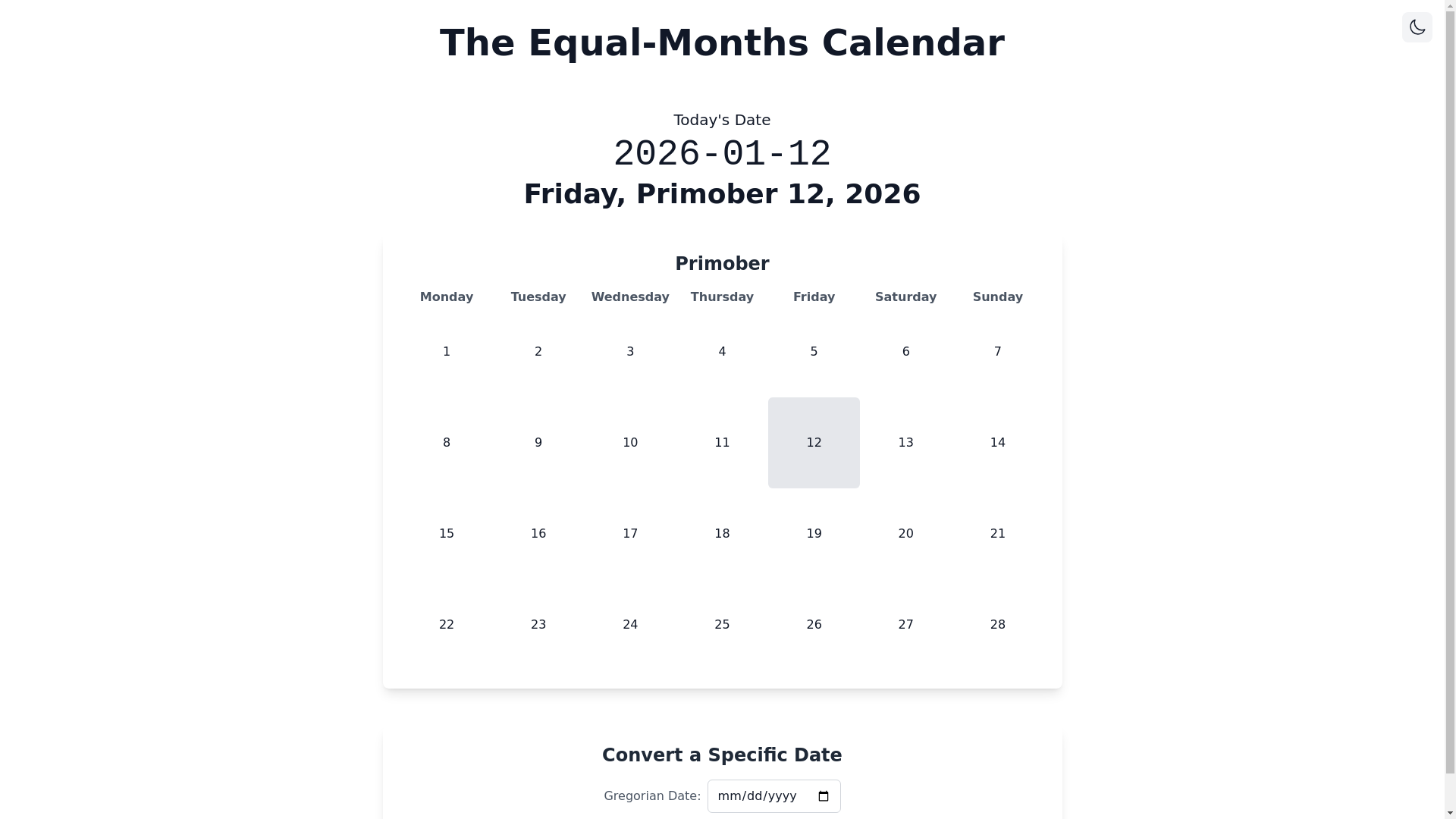 website screenshot of https://correctedcalendar.com/