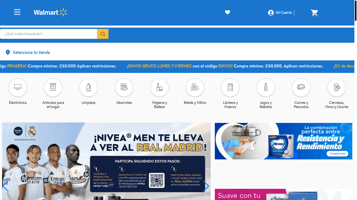 website screenshot of https://www.walmart.co.cr/