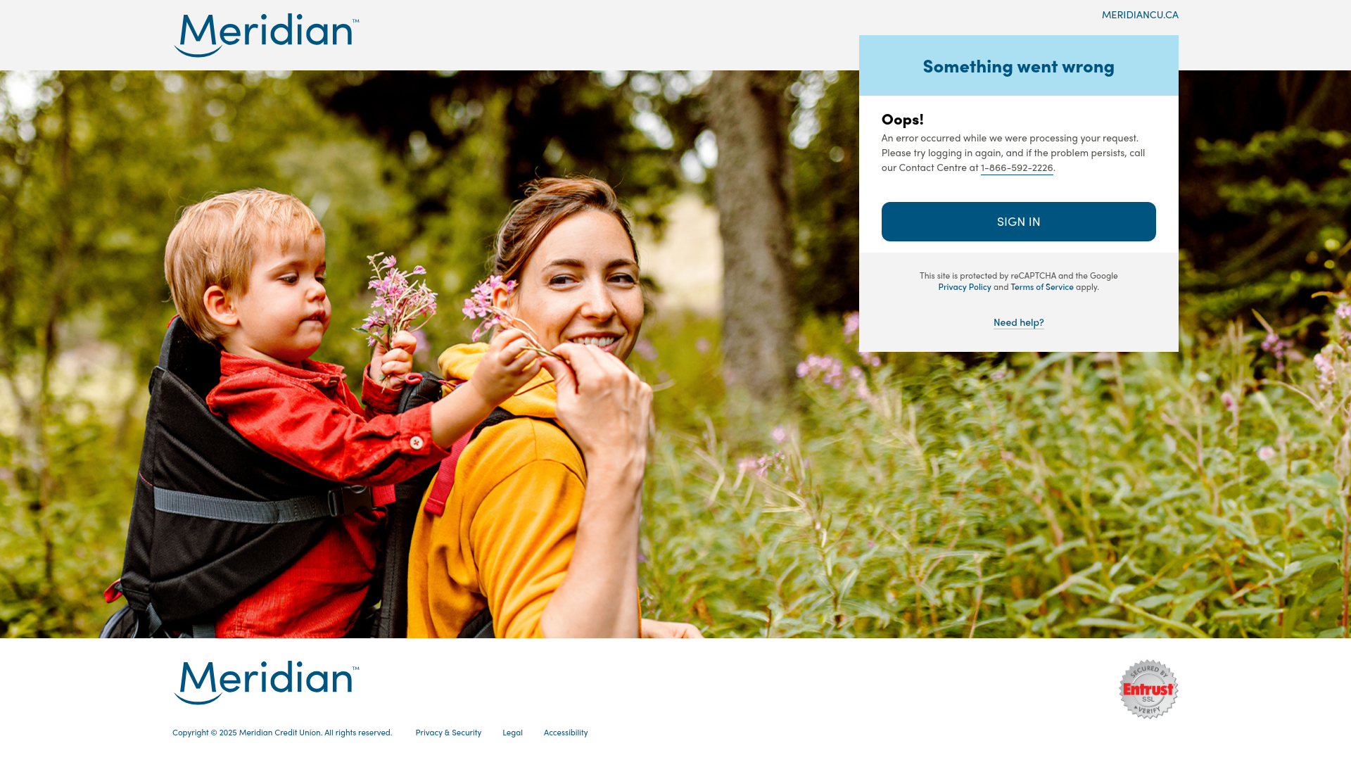 website screenshot of https://banking.meridiancu.ca/security_sentrytunnel