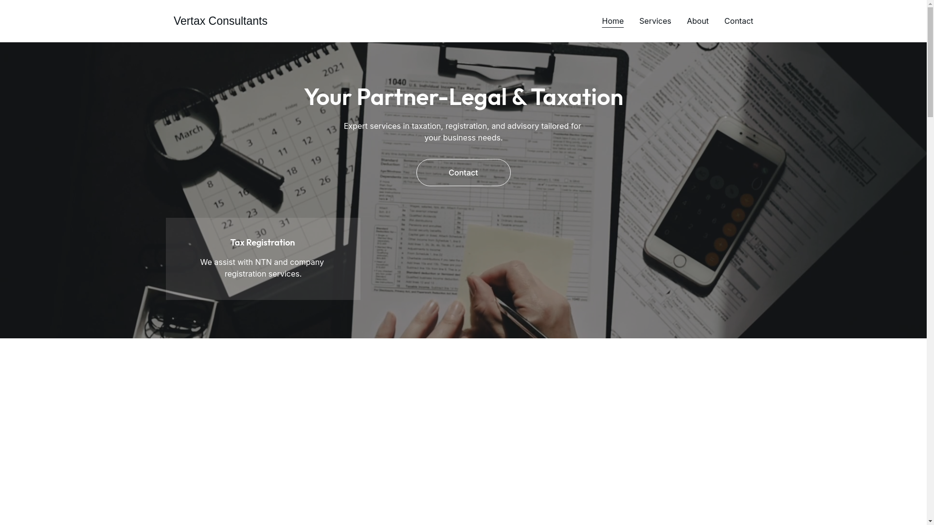 website screenshot of https://vertaxconsultants.com.pk/