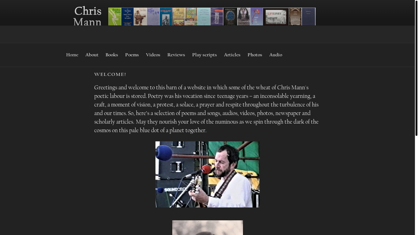 website screenshot of https://chrismann.co.za/