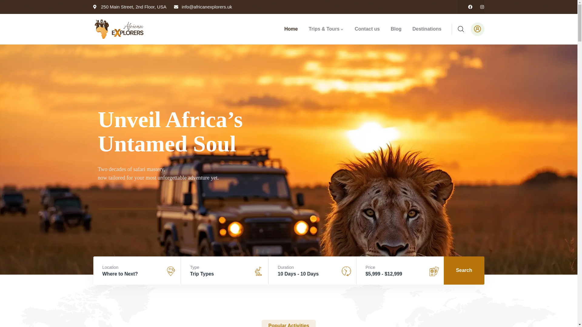 website screenshot of https://africanexplorers.uk/