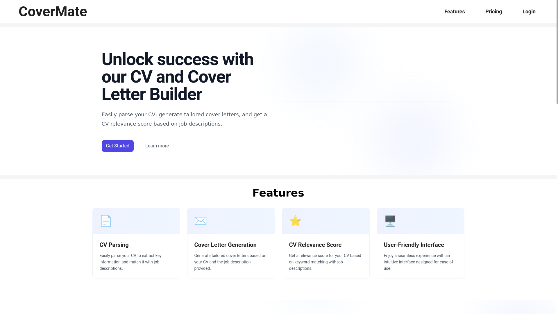 website screenshot of https://generate-cover-letter-ui.pages.dev/