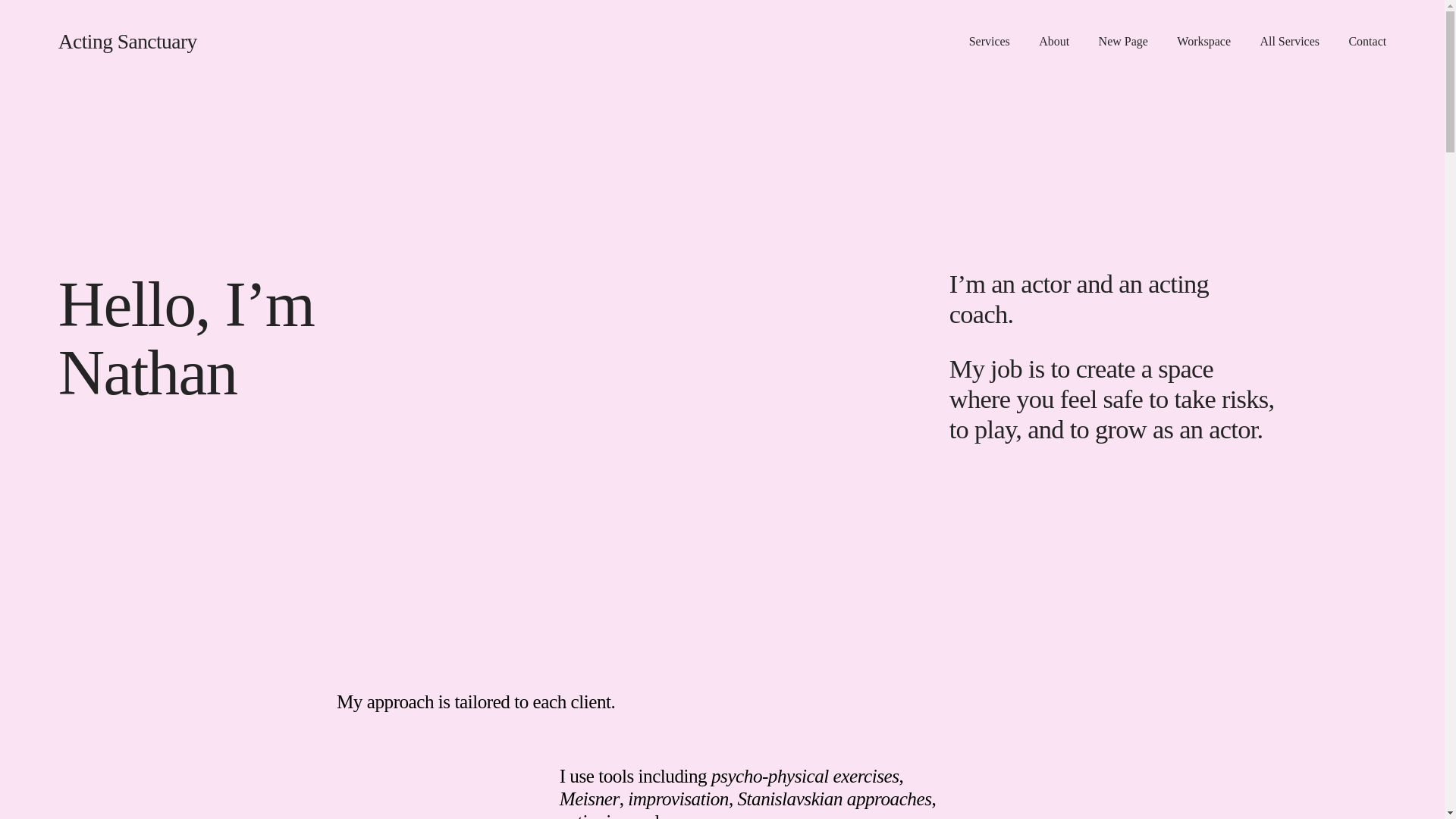 website screenshot of https://actingsanctuary.com/