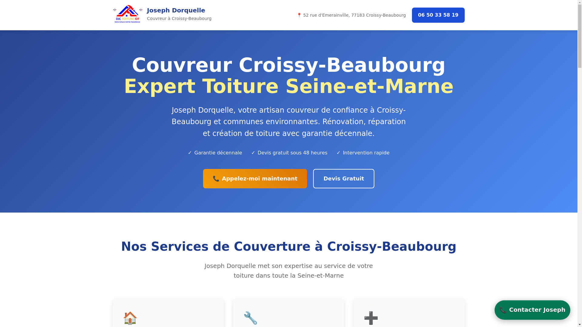 website screenshot of https://couvreurcroissybeaubourg.com/