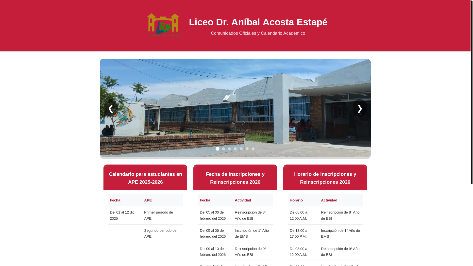 website screenshot of https://liceo-rio-branco-dr-anibal-acosta-estape.com/