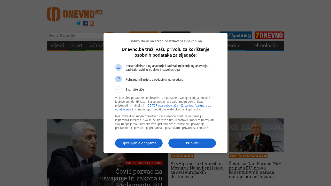 website screenshot of https://www.dnevno.ba/