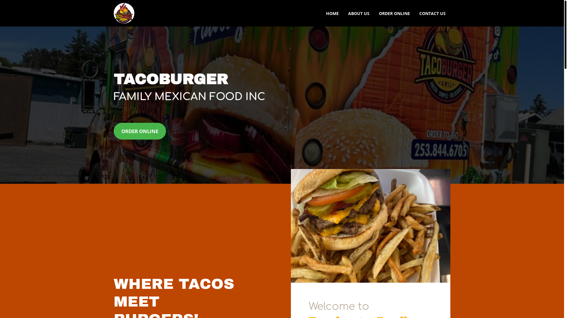 website screenshot of https://tacoburgerfamilymexicanfood.com/