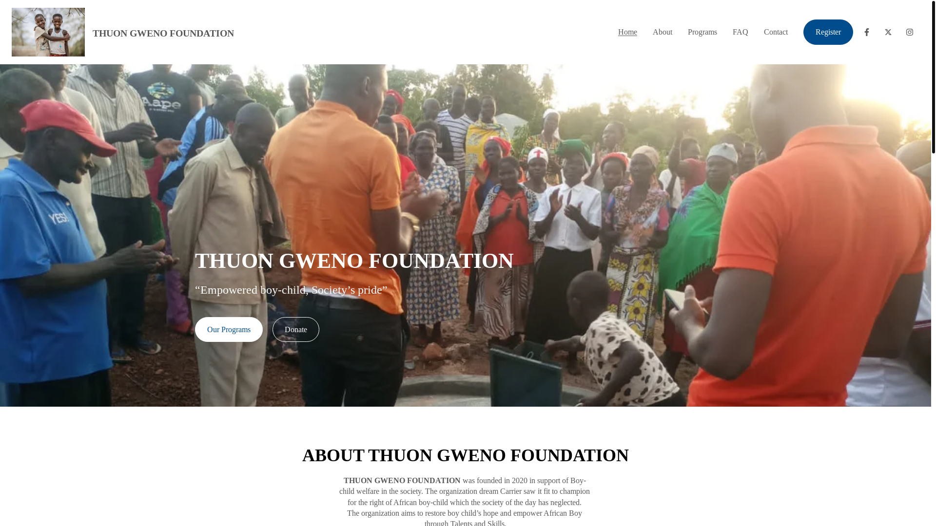 website screenshot of https://thuongwenofoundation.org/