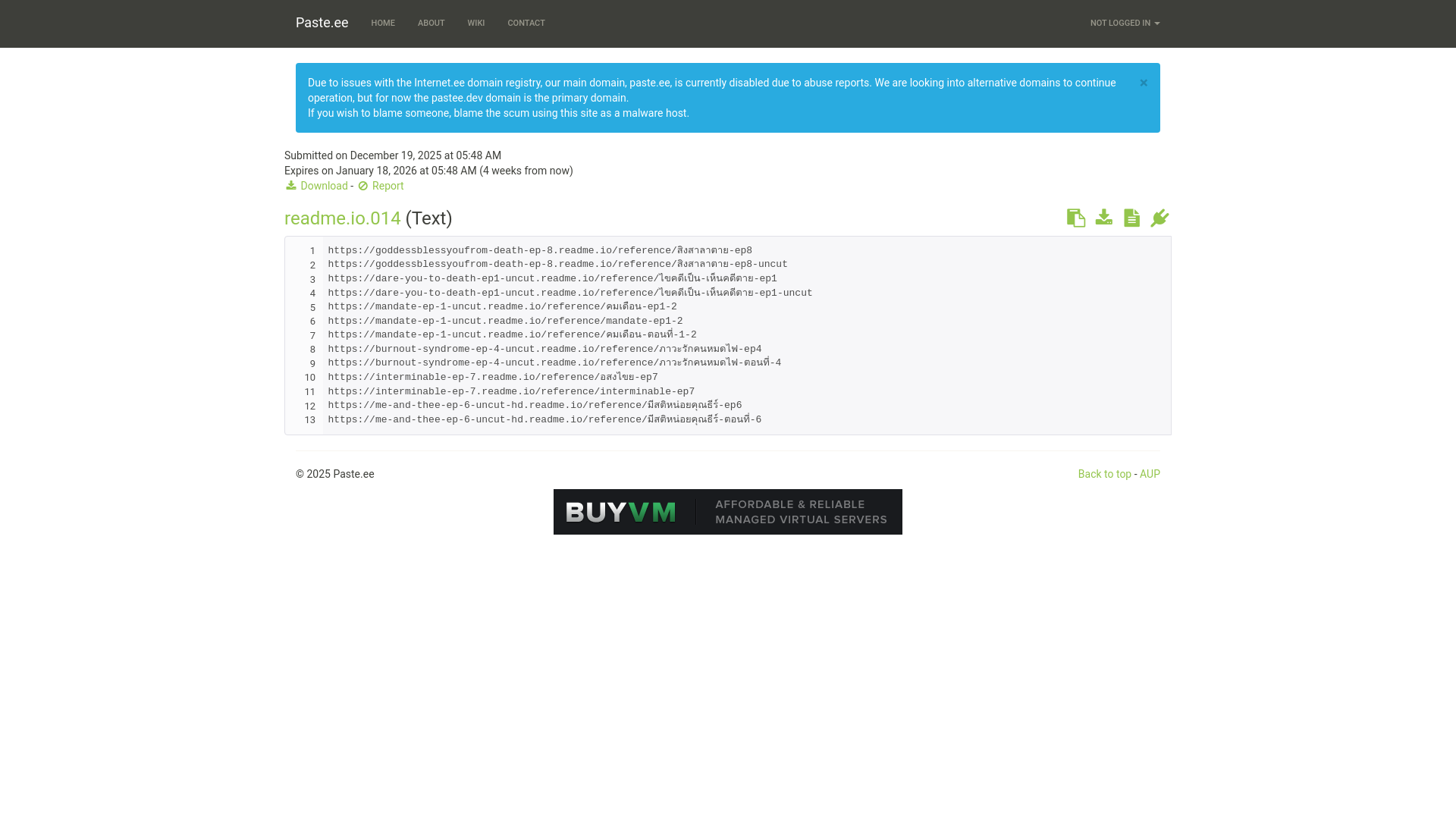 website screenshot of https://pastee.dev/p/vOHmzLUP