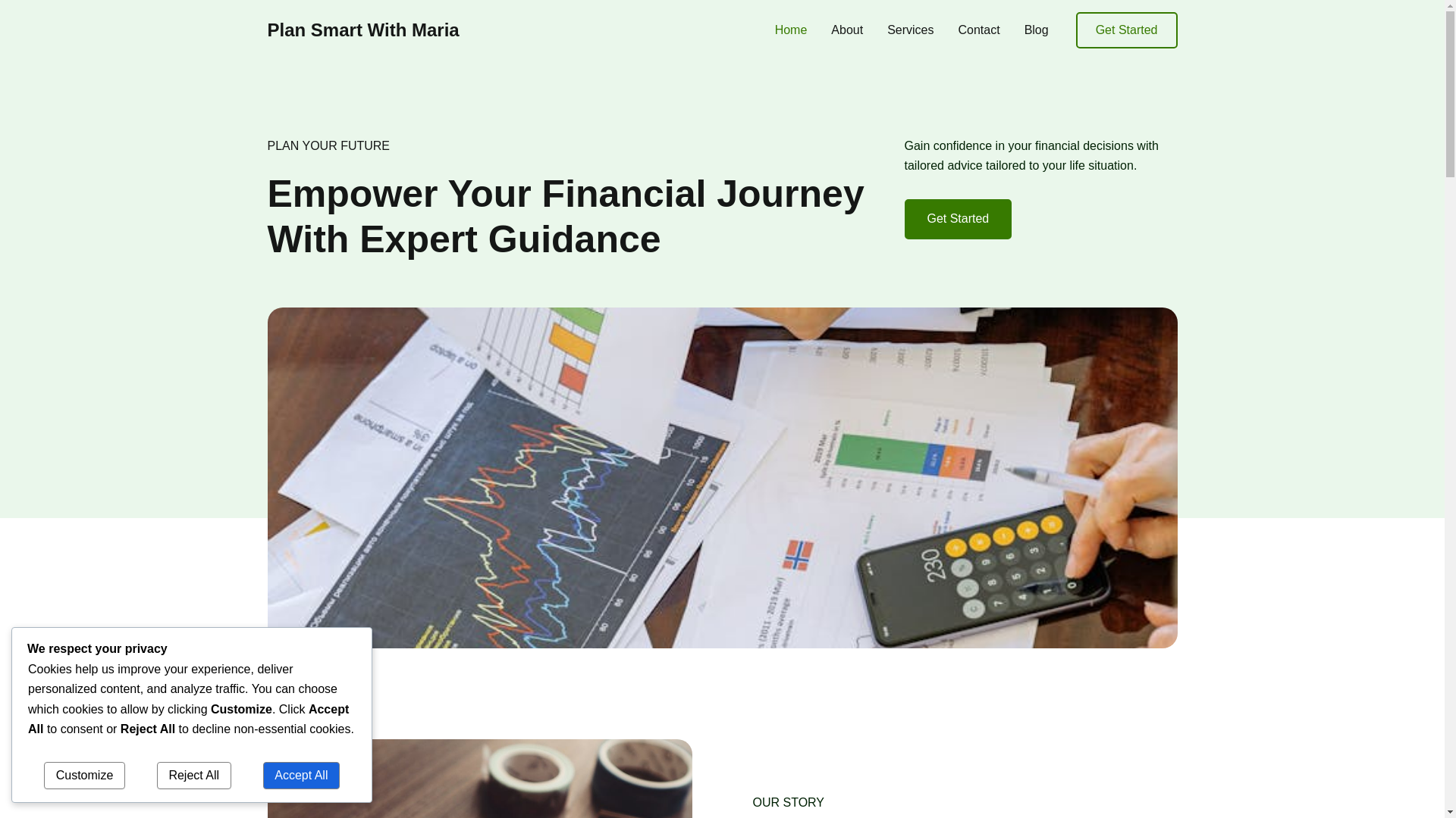 website screenshot of https://plansmartwithmaria.com/