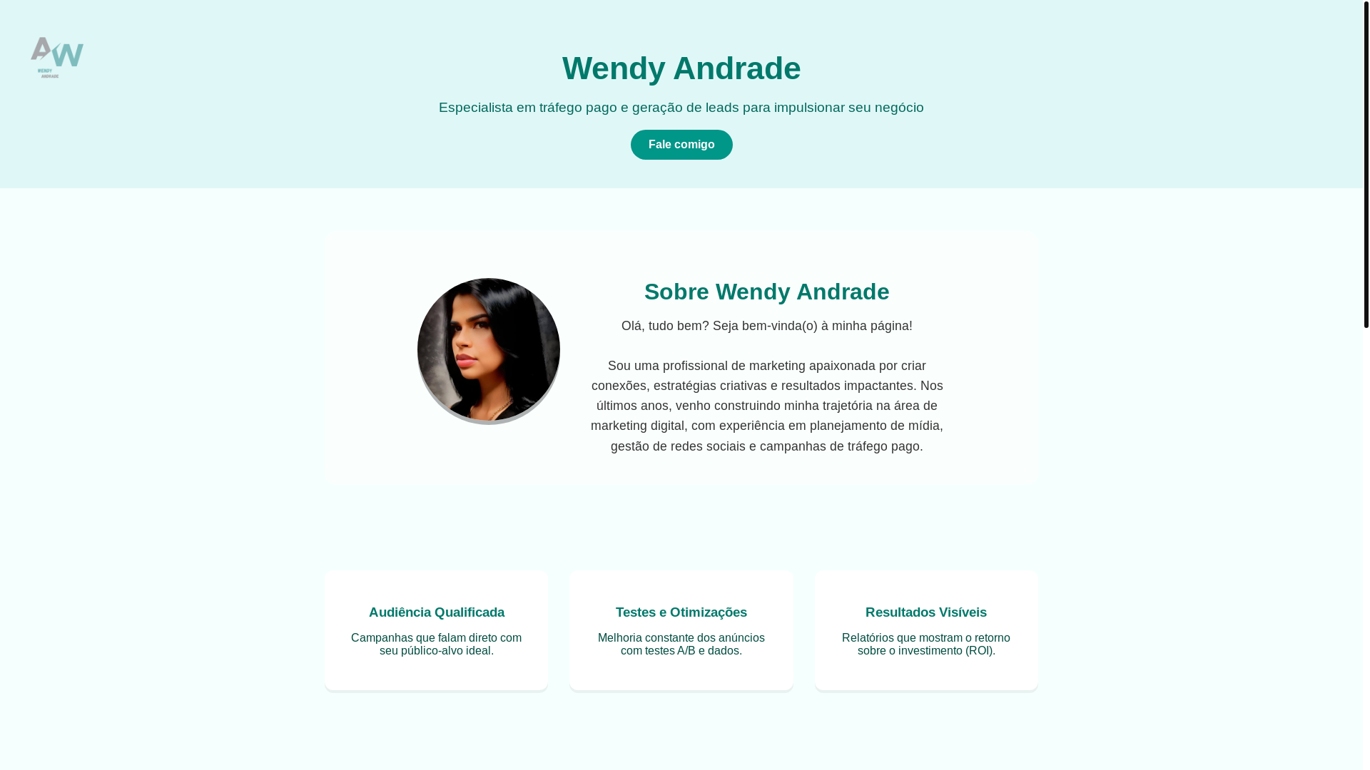 website screenshot of https://anunciecomwendyandrade.com.br/