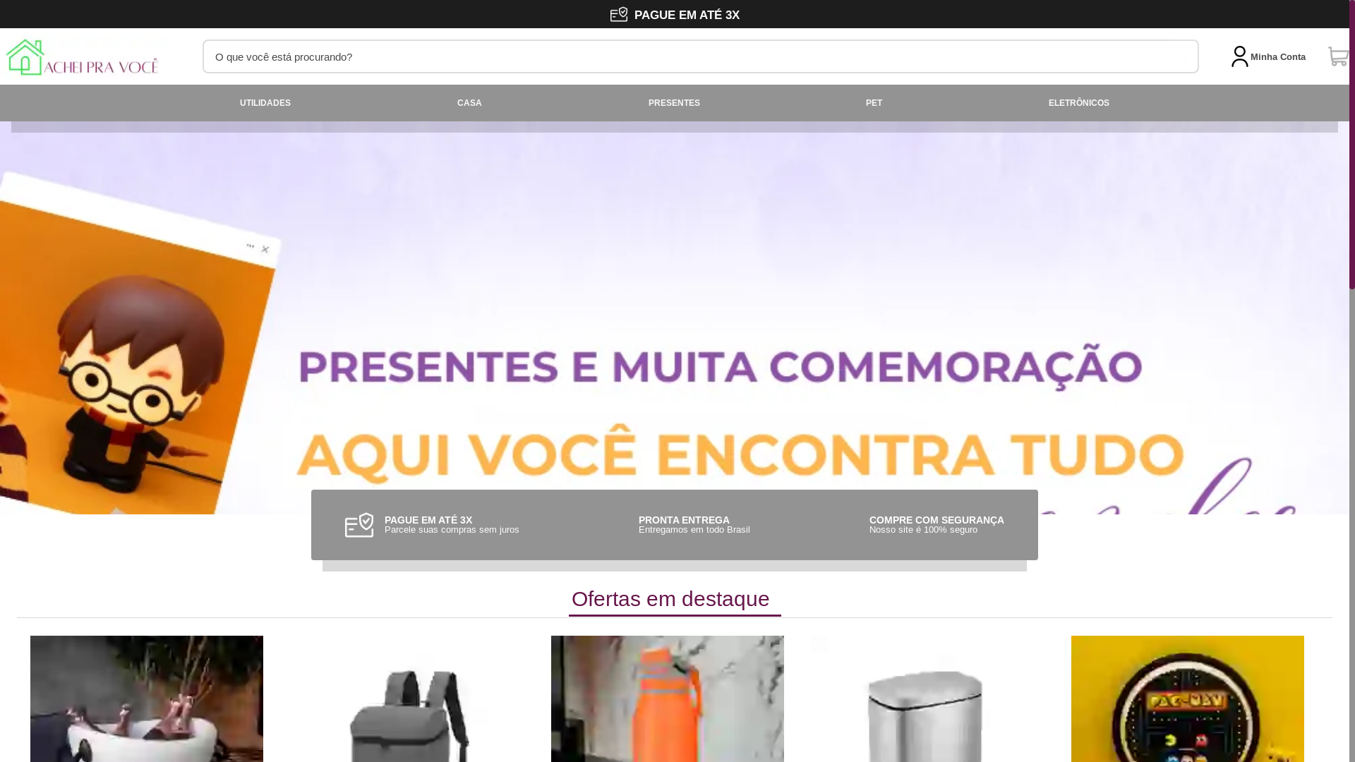website screenshot of https://acheipravoceloja.com.br/