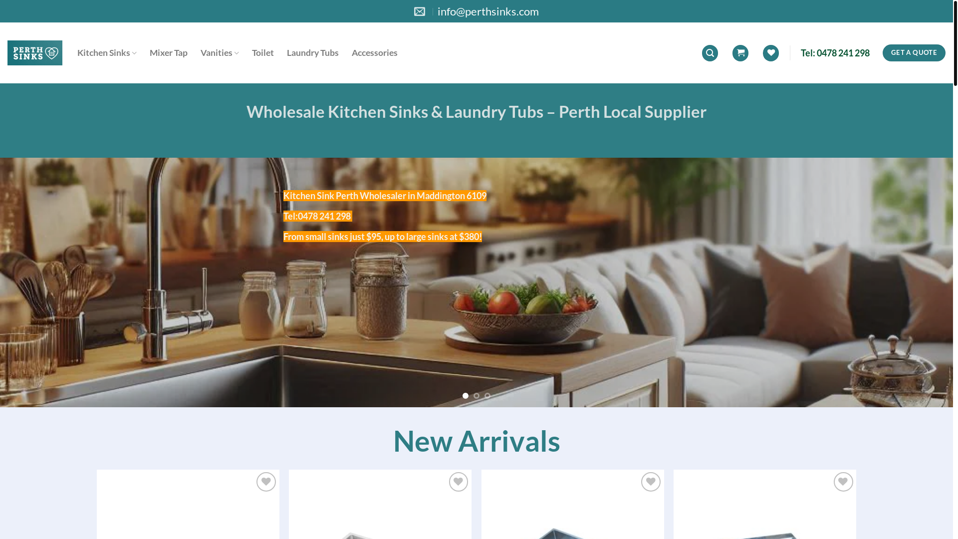 website screenshot of https://perthsinks.com.au/