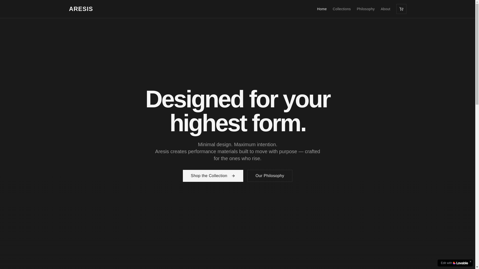 website screenshot of https://aresis.us/
