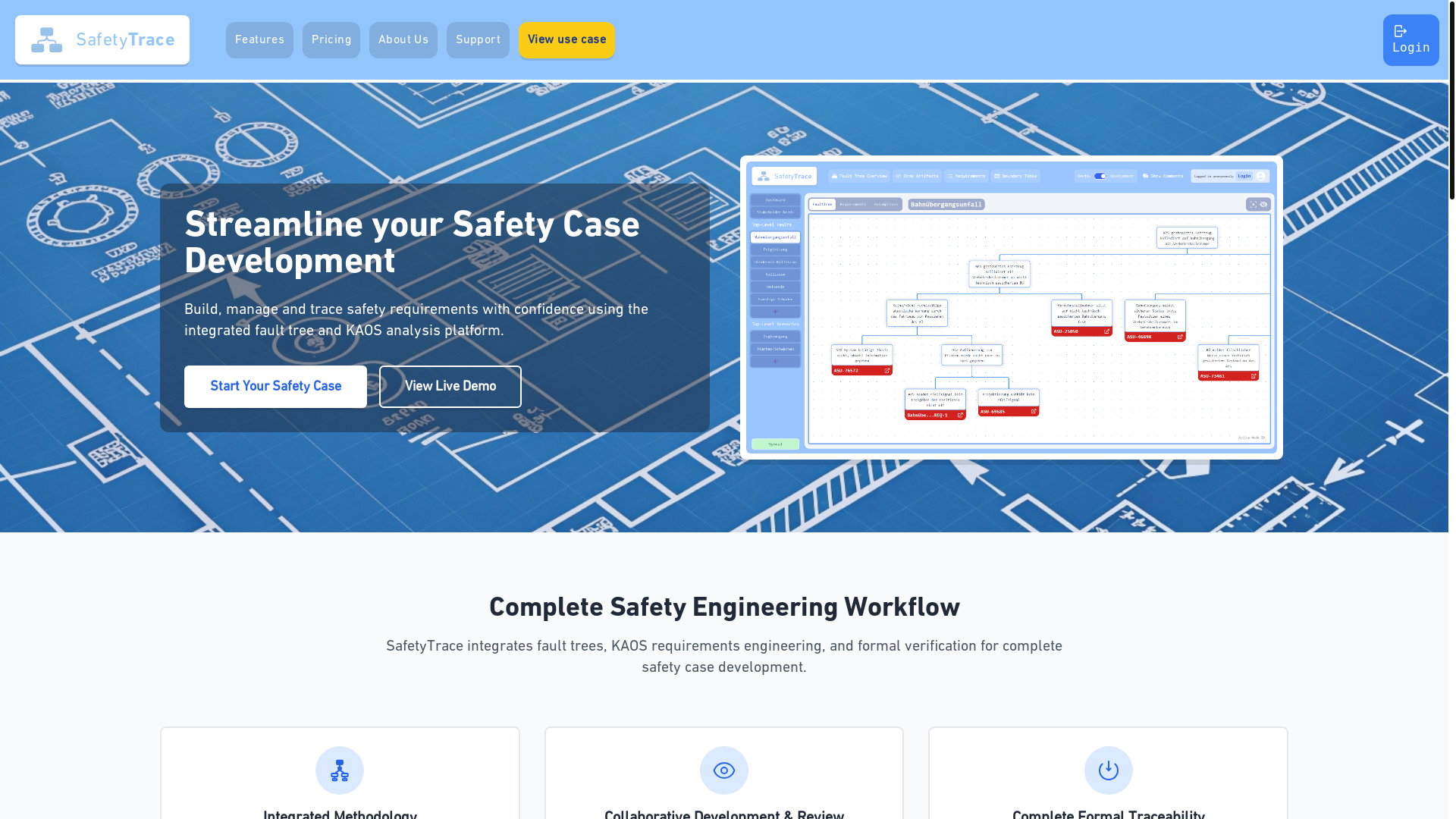 website screenshot of https://safetytrace.de/