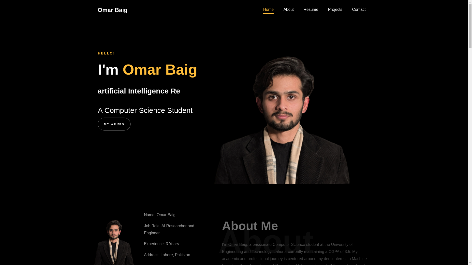 website screenshot of https://omarbaig.dev/