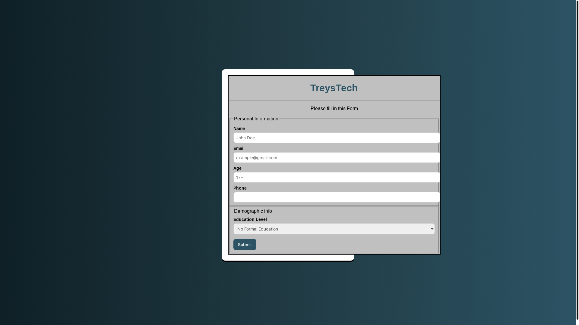 website screenshot of https://treystech.org/