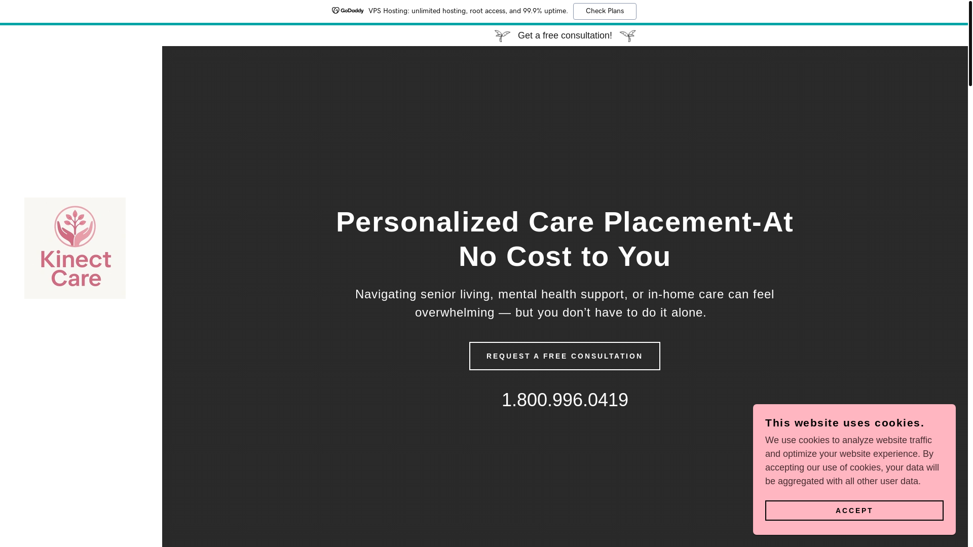 website screenshot of https://kinectcare.org/