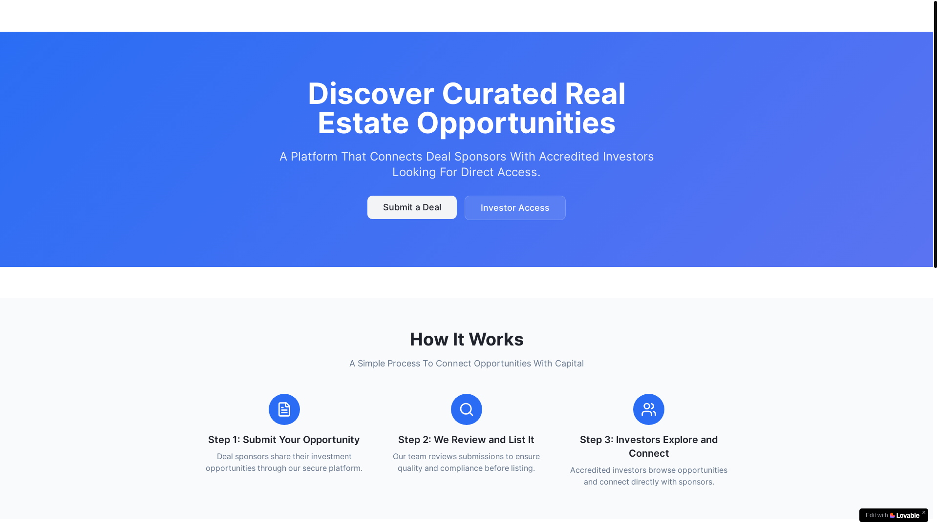 website screenshot of https://brickanddeal.com/