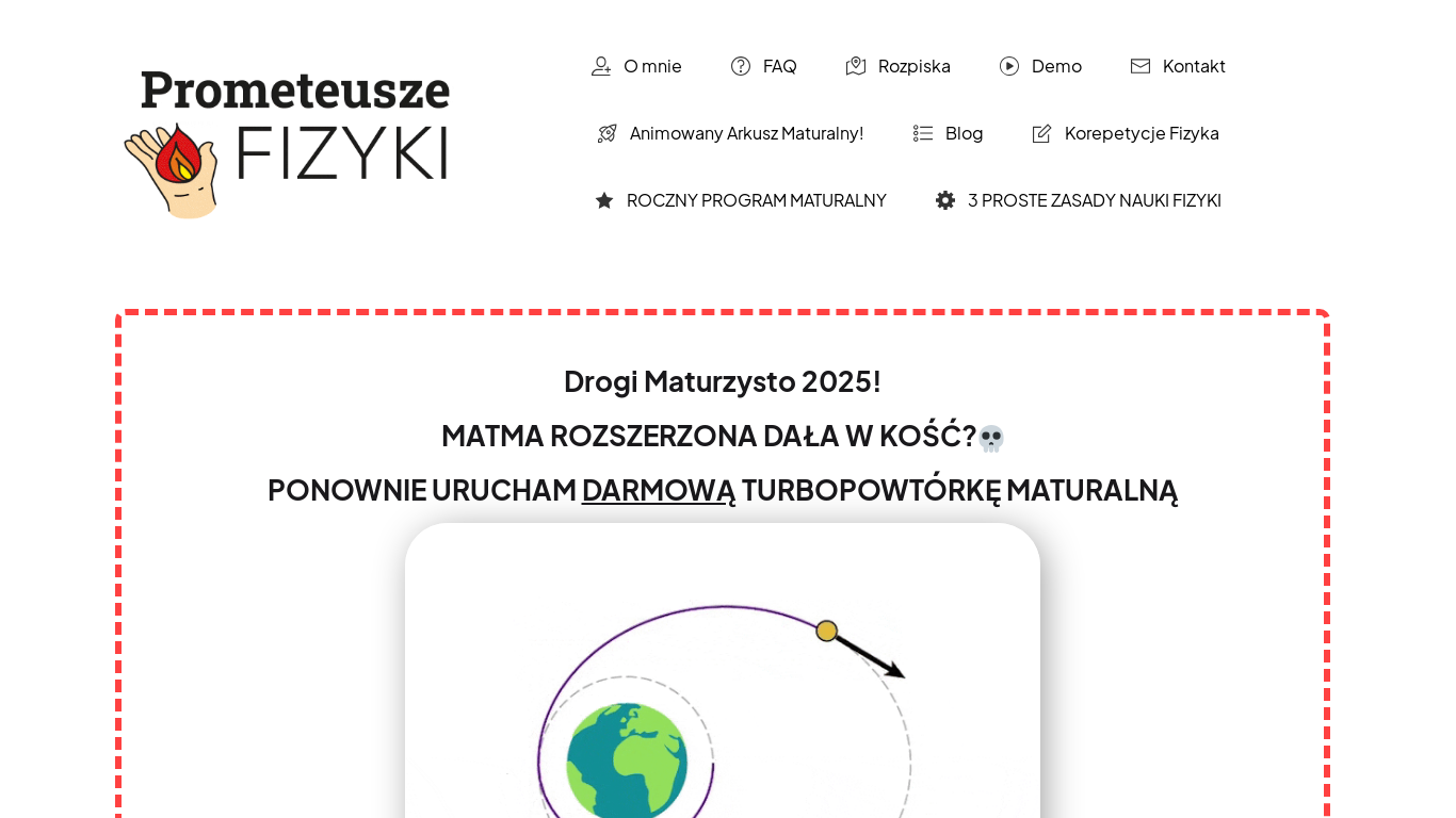website screenshot of https://prometeuszefizyki.pl/free