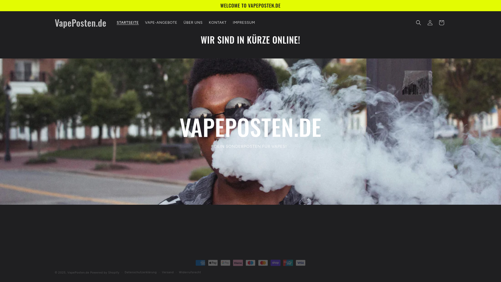 website screenshot of https://vapeposten.shop/
