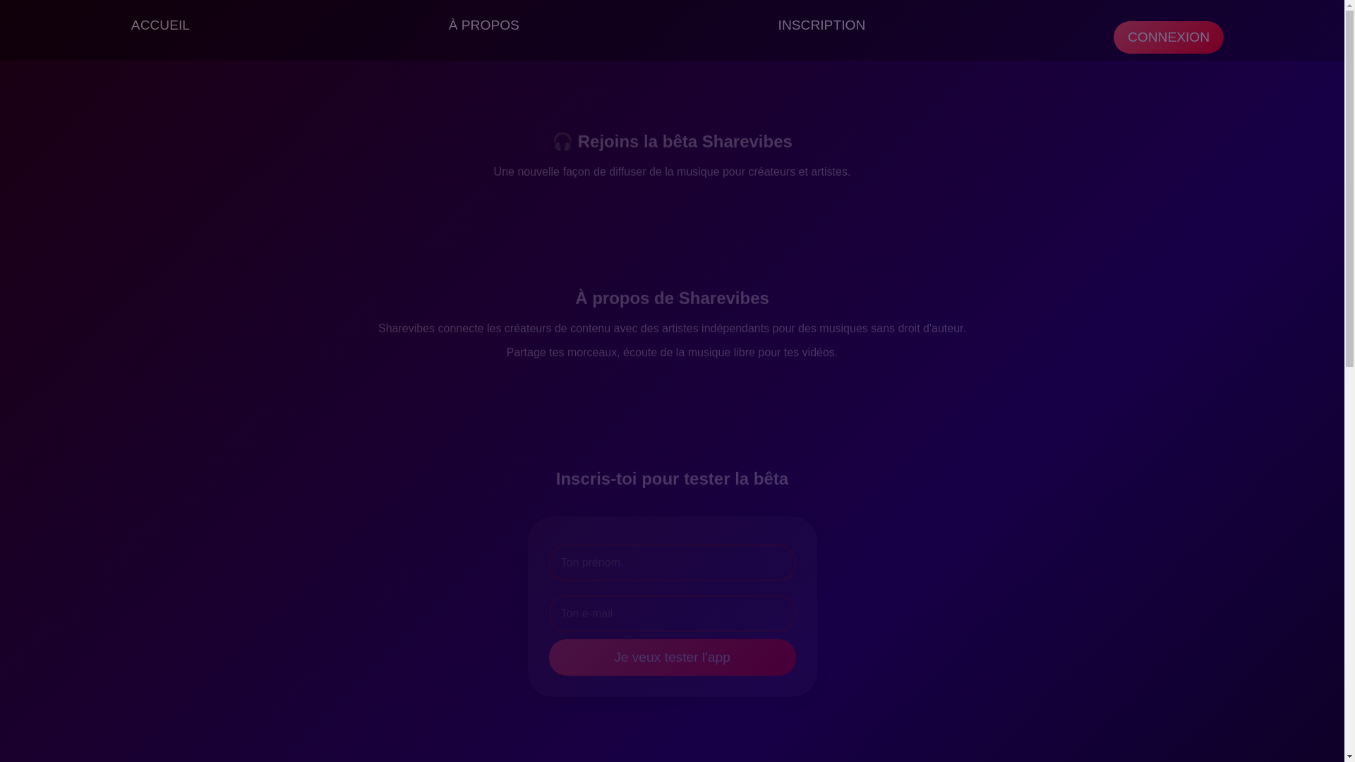 website screenshot of https://sharevibes.fr/
