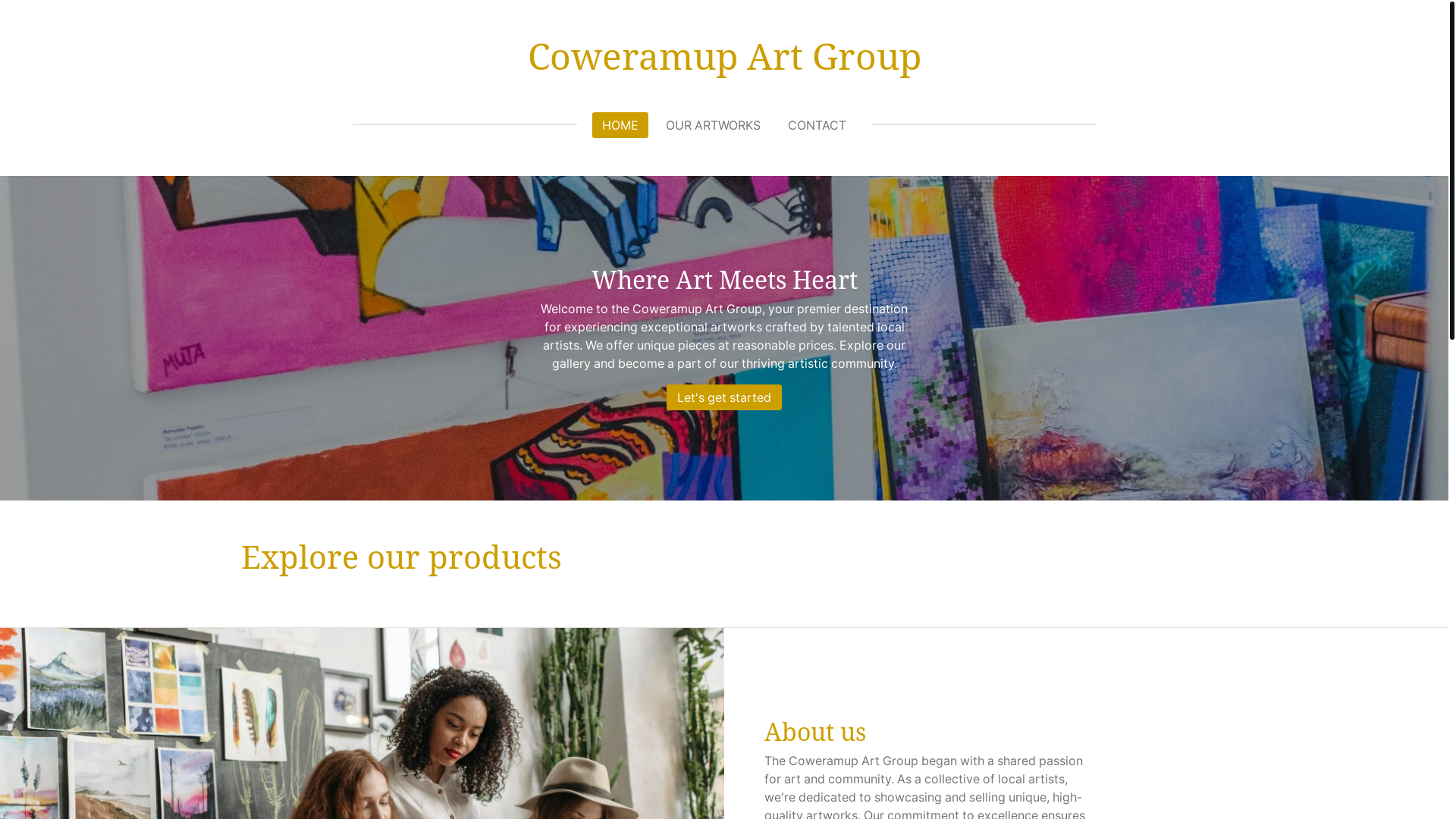 website screenshot of https://coweramup-art-group.com/