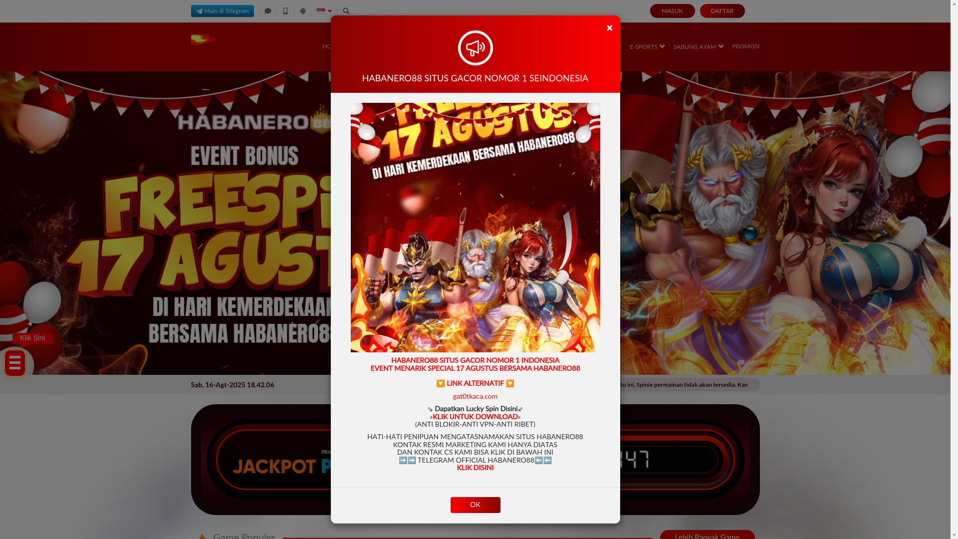 website screenshot of https://habanero88gacoan.com/
