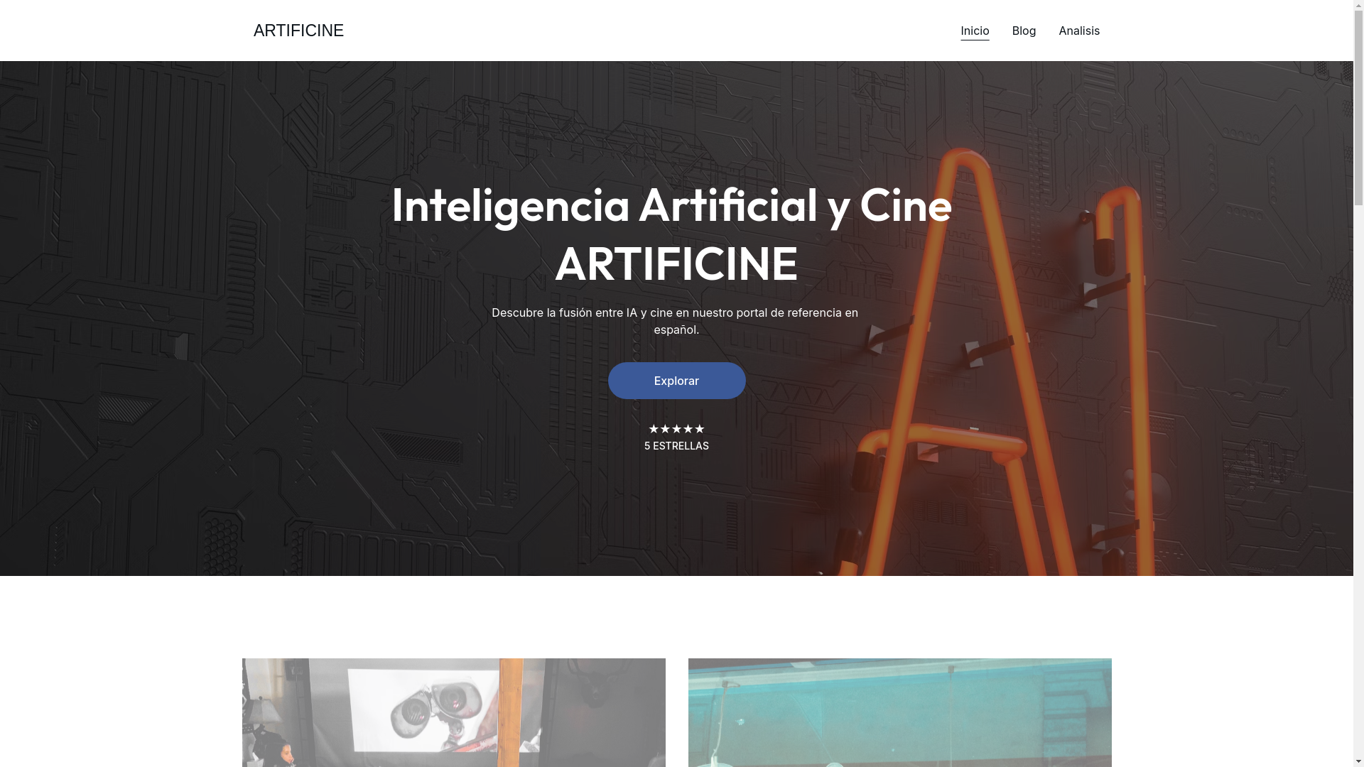 website screenshot of https://artificine.ai/