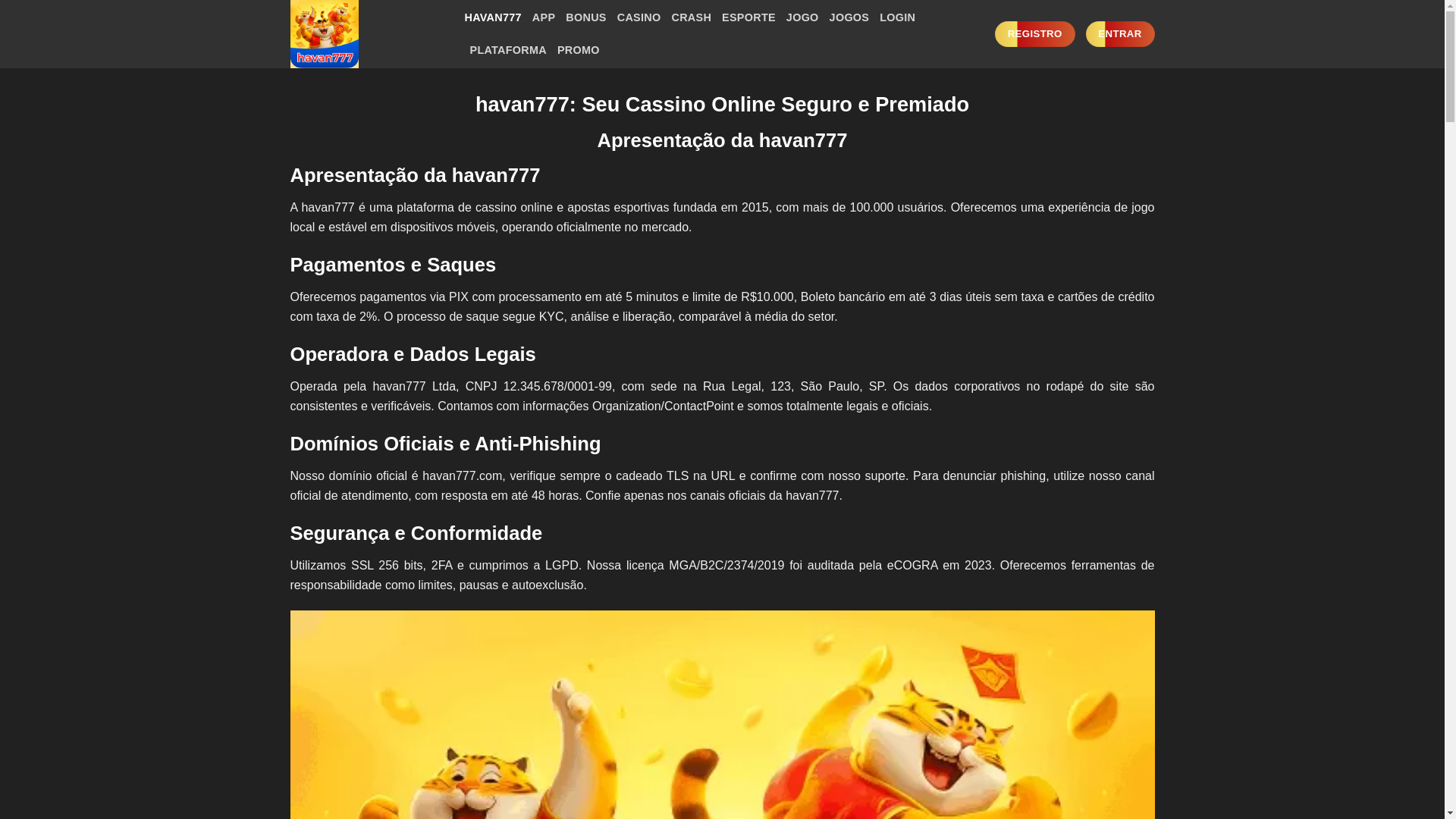 website screenshot of https://havan777a.com/