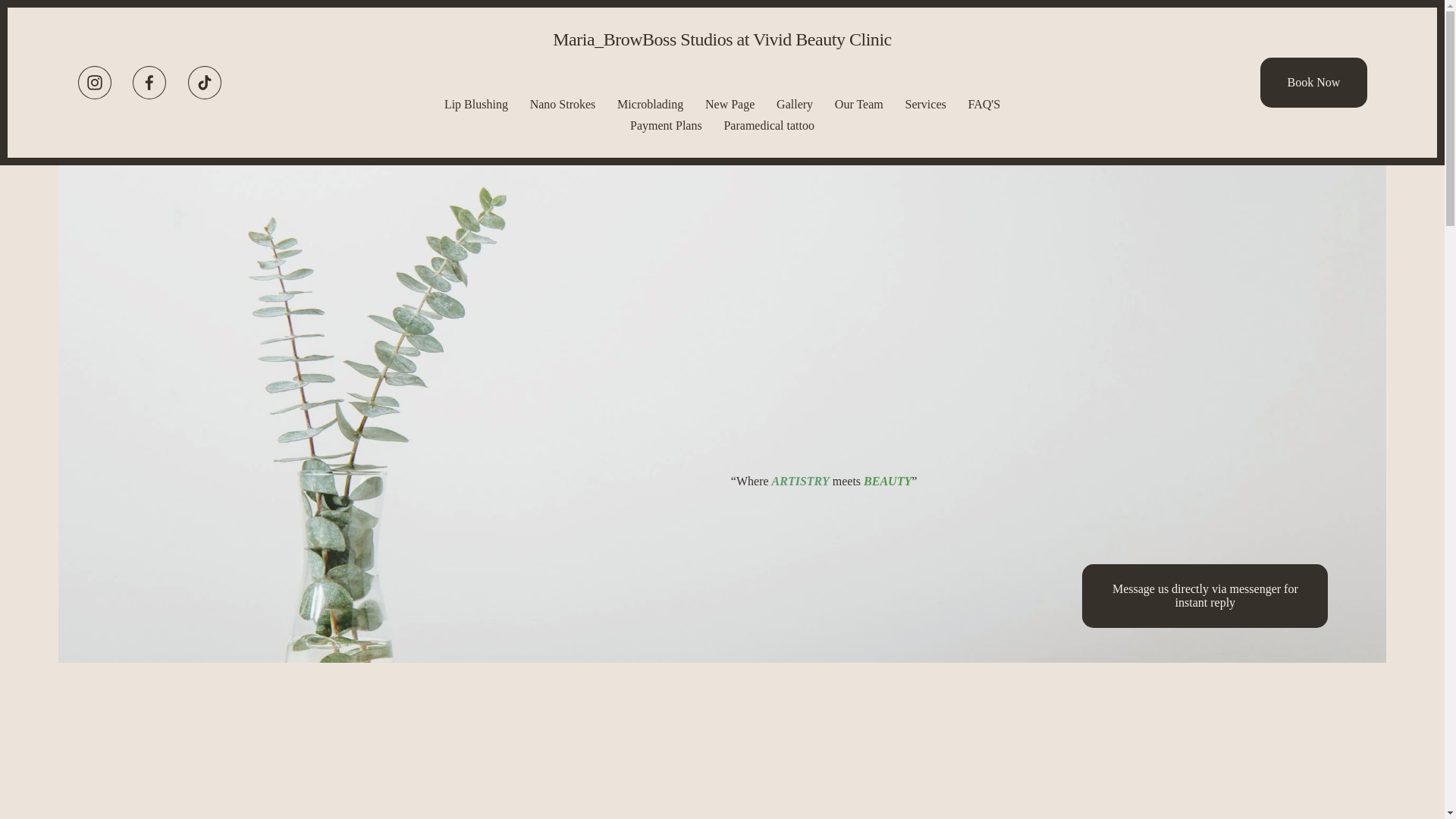 website screenshot of https://mariabrowboss.com/