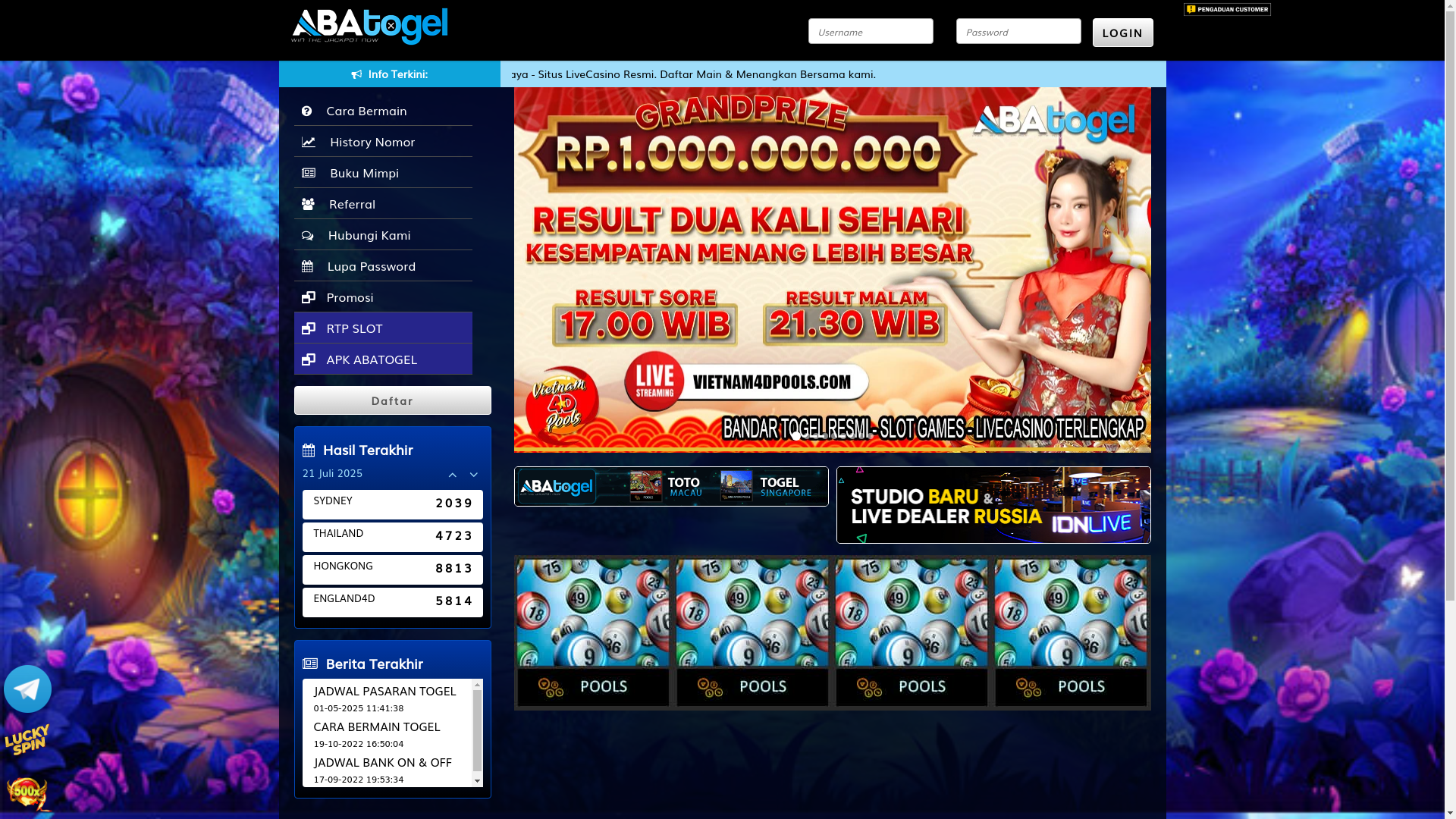 website screenshot of https://abahtogel-vip1.com/