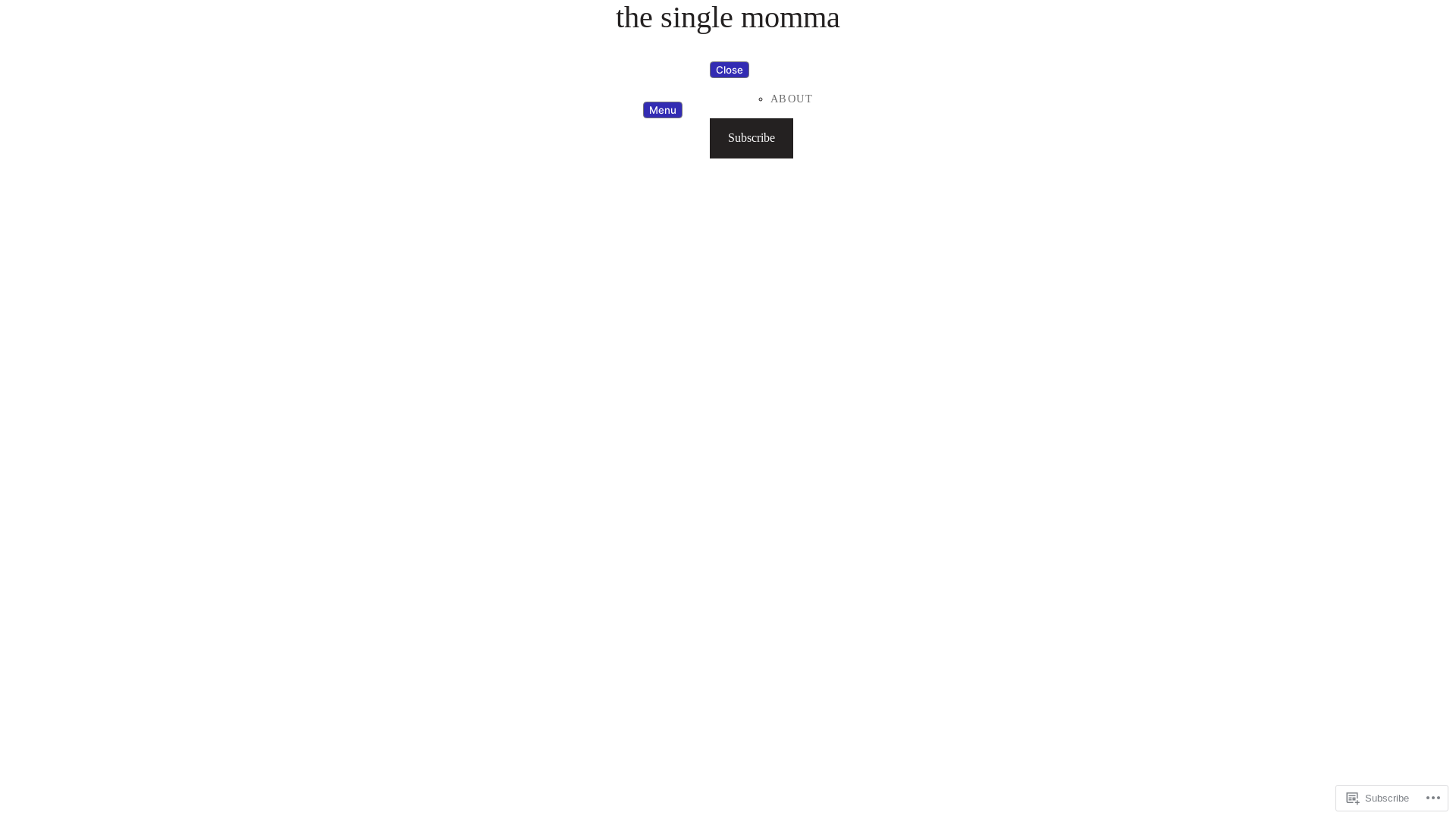 website screenshot of https://thesinglemomma.blog/