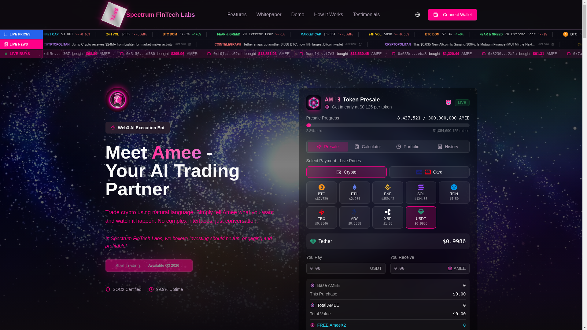 website screenshot of https://spectrum-amee.com/