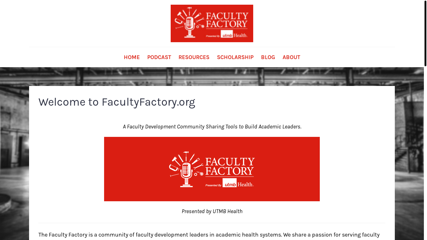 website screenshot of https://facultyfactory.org/