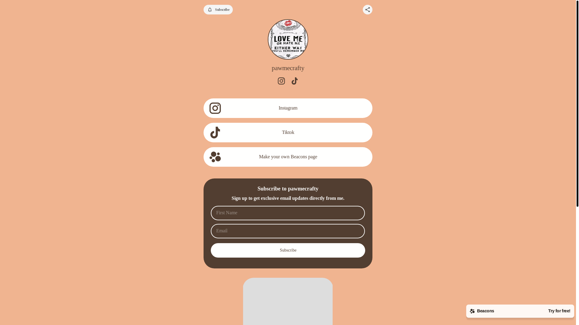 website screenshot of https://pawmecrafty.com/