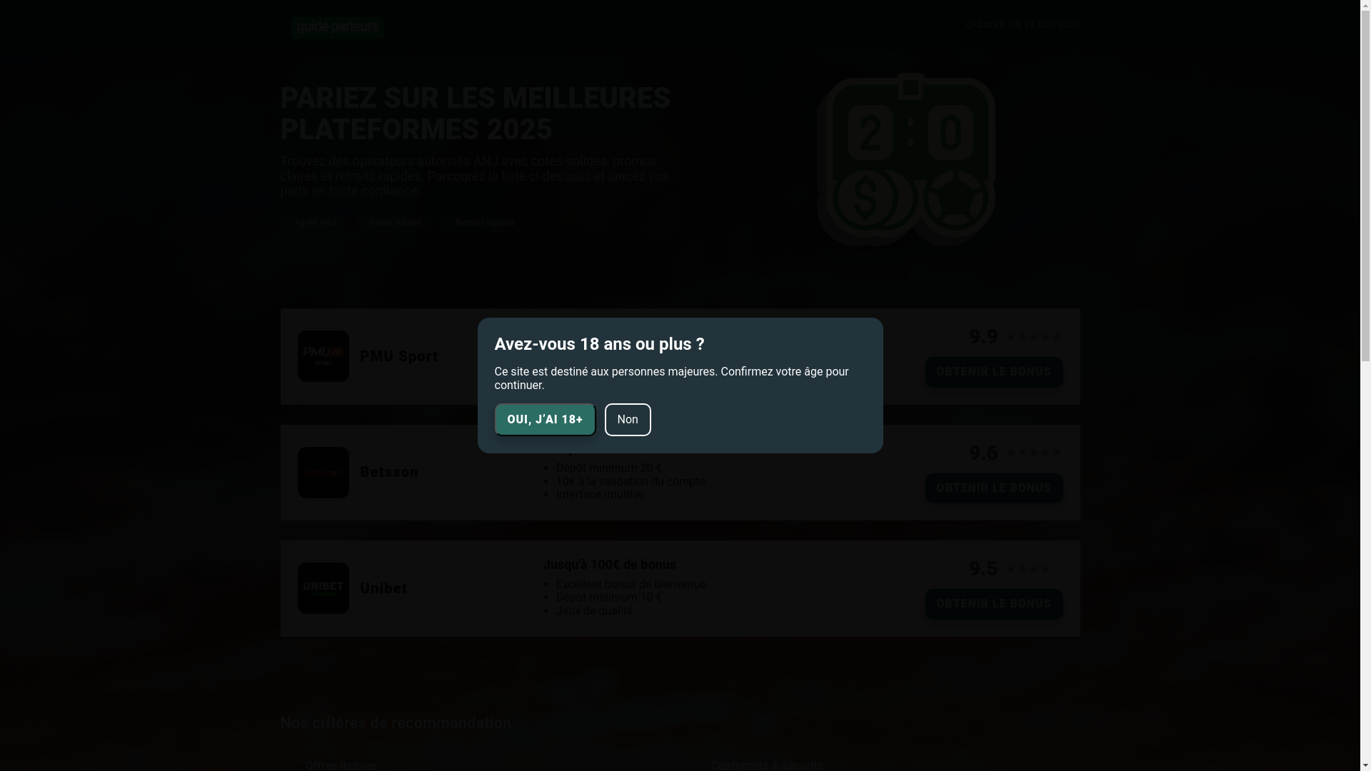 website screenshot of https://guideparieurs.com/