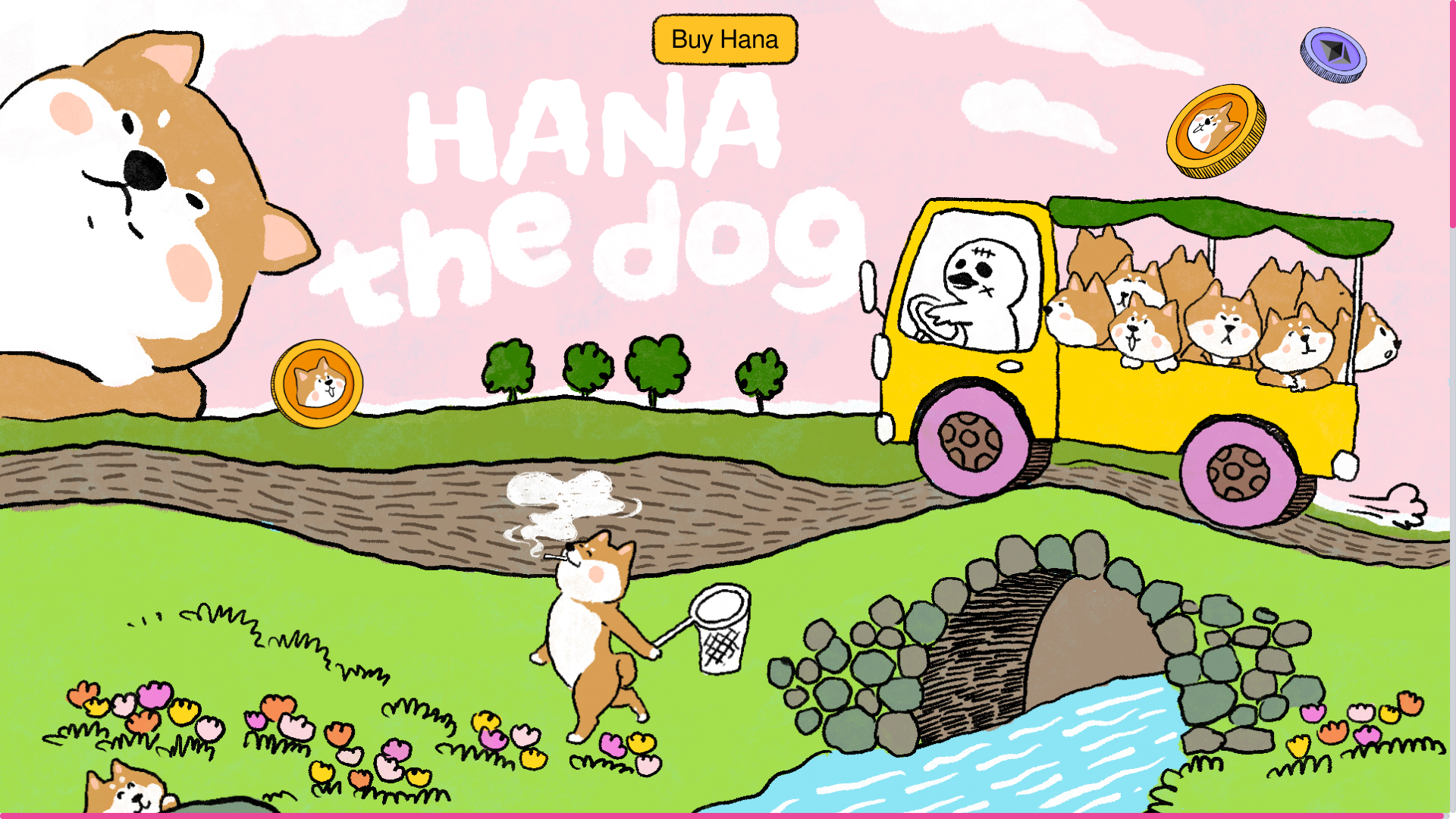 website screenshot of https://hanathedog.xyz/