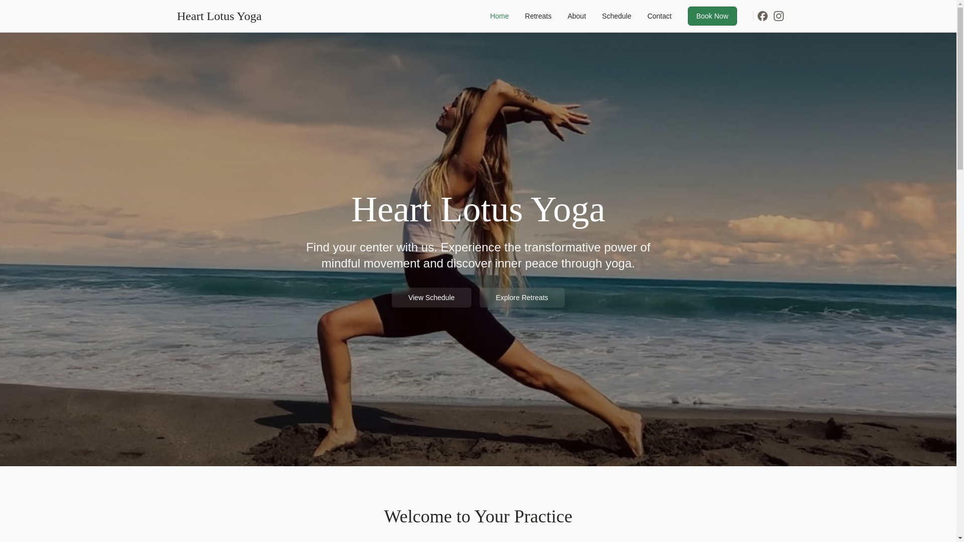 website screenshot of https://heartlotusyoga.com/