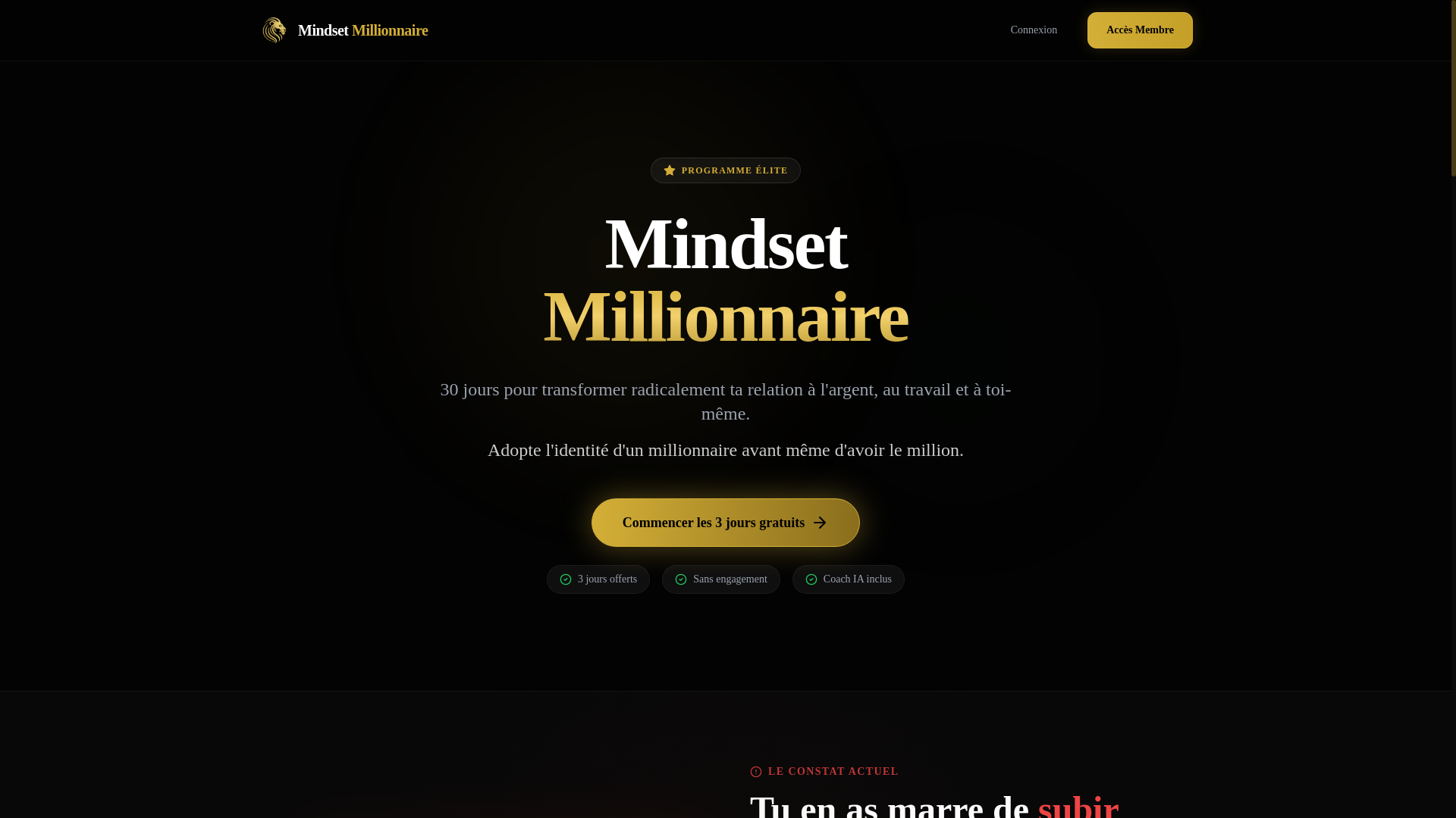 website screenshot of https://mindset-millionnaire.com/