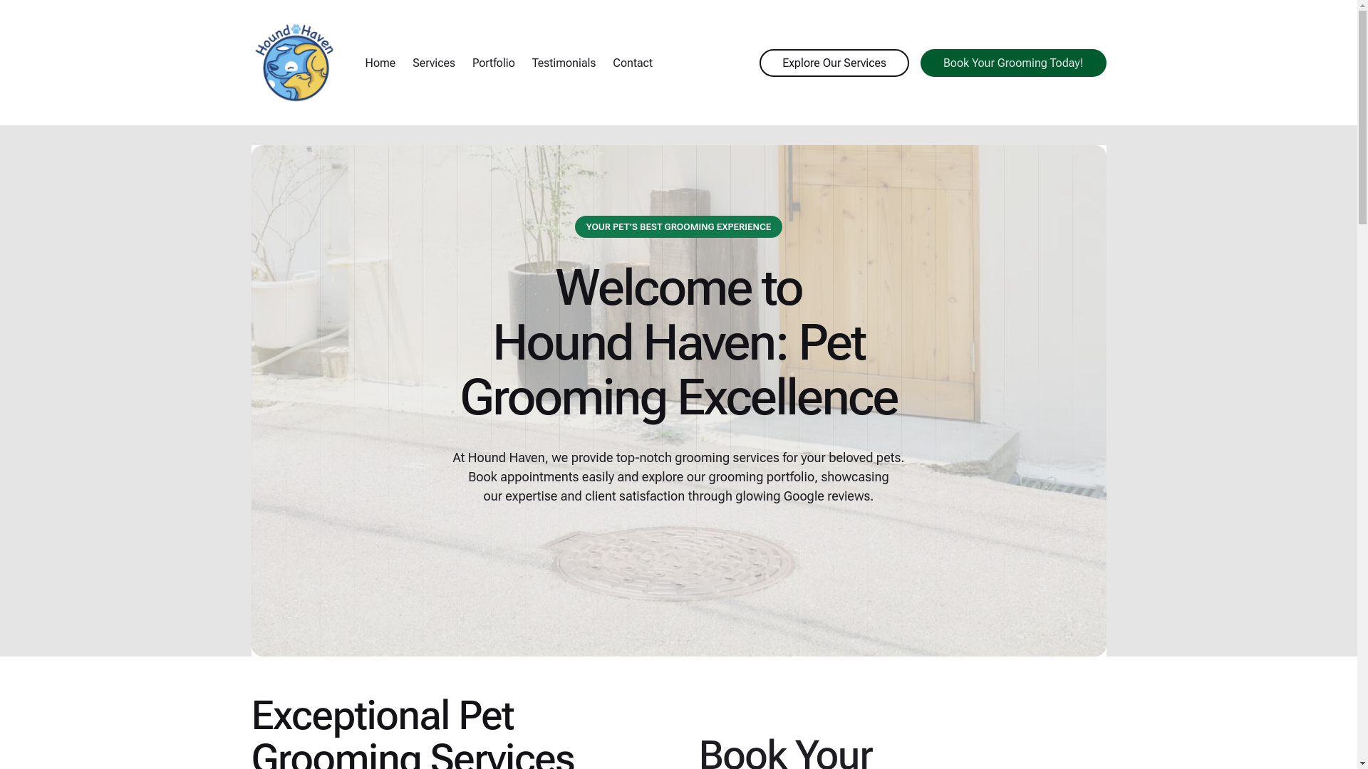 website screenshot of https://houndhavengrooming.com/