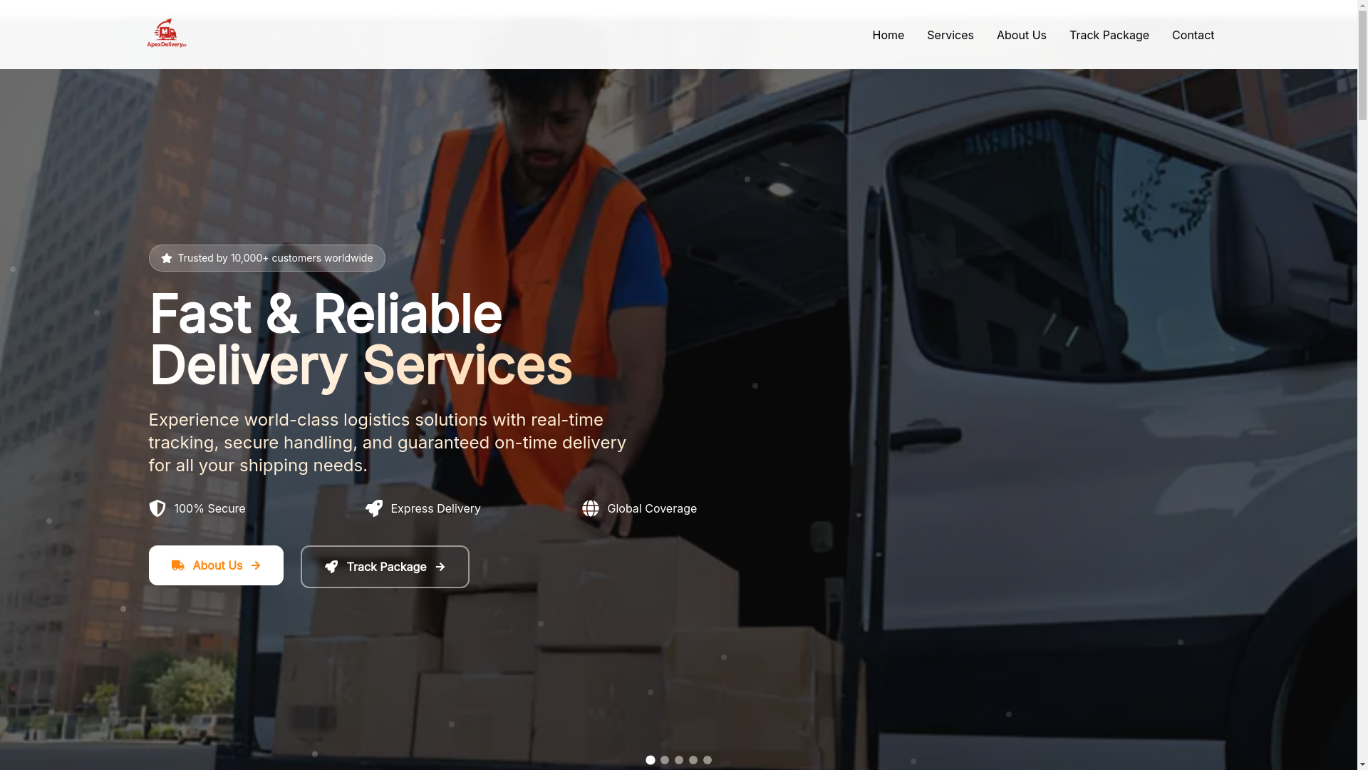 website screenshot of https://apexdeliveries.co.uk/