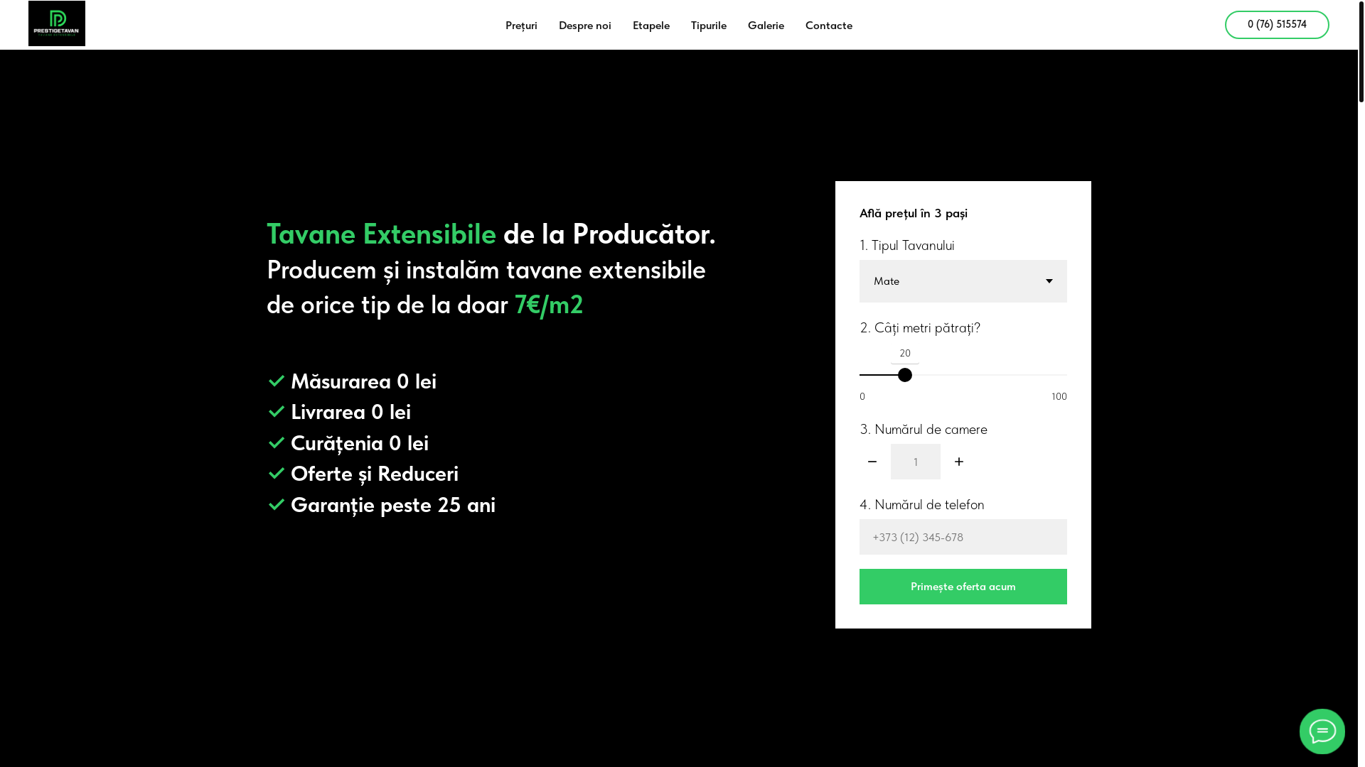 website screenshot of https://prestigetavan.md/