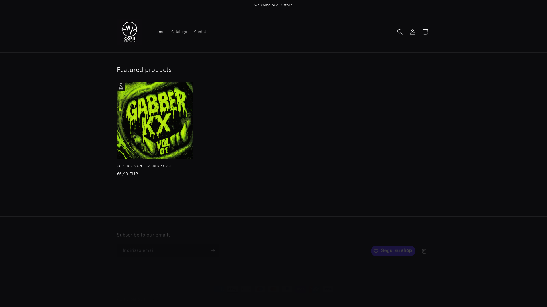 website screenshot of https://coredivision.store/