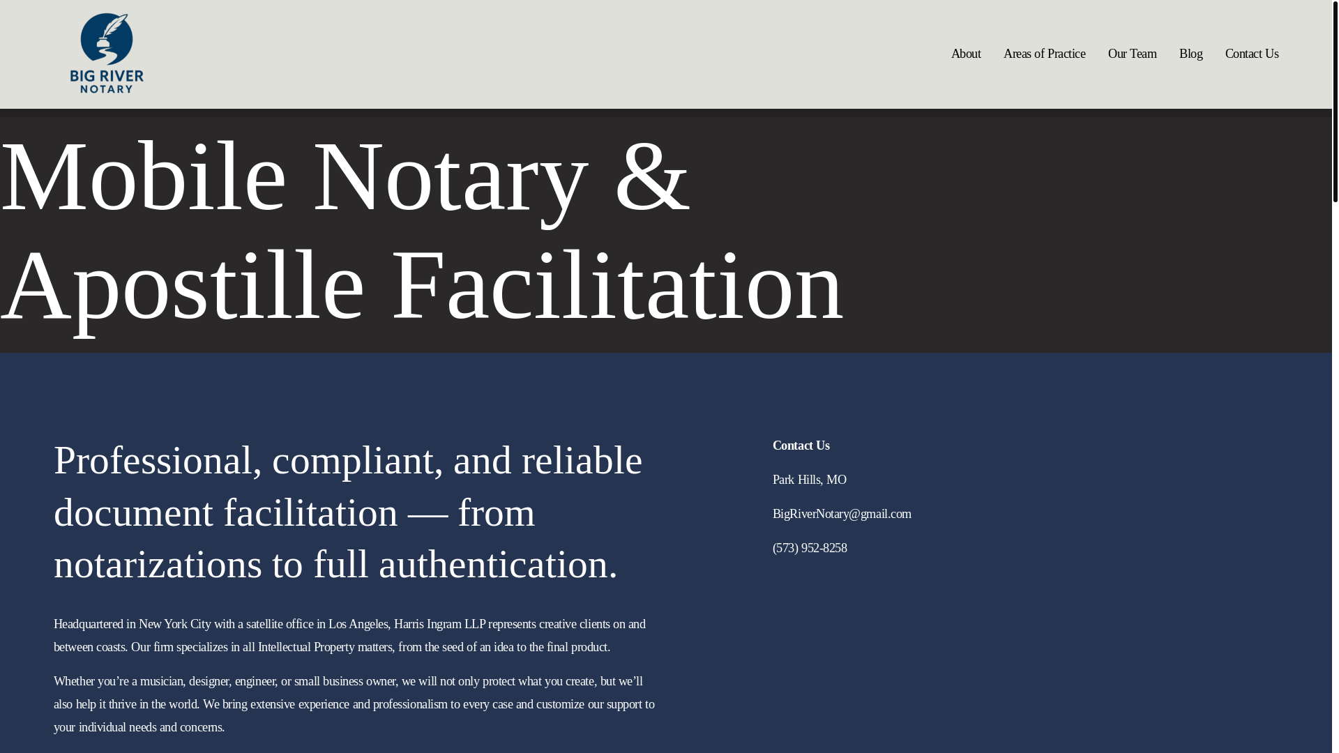 website screenshot of https://bigrivernotary.com/
