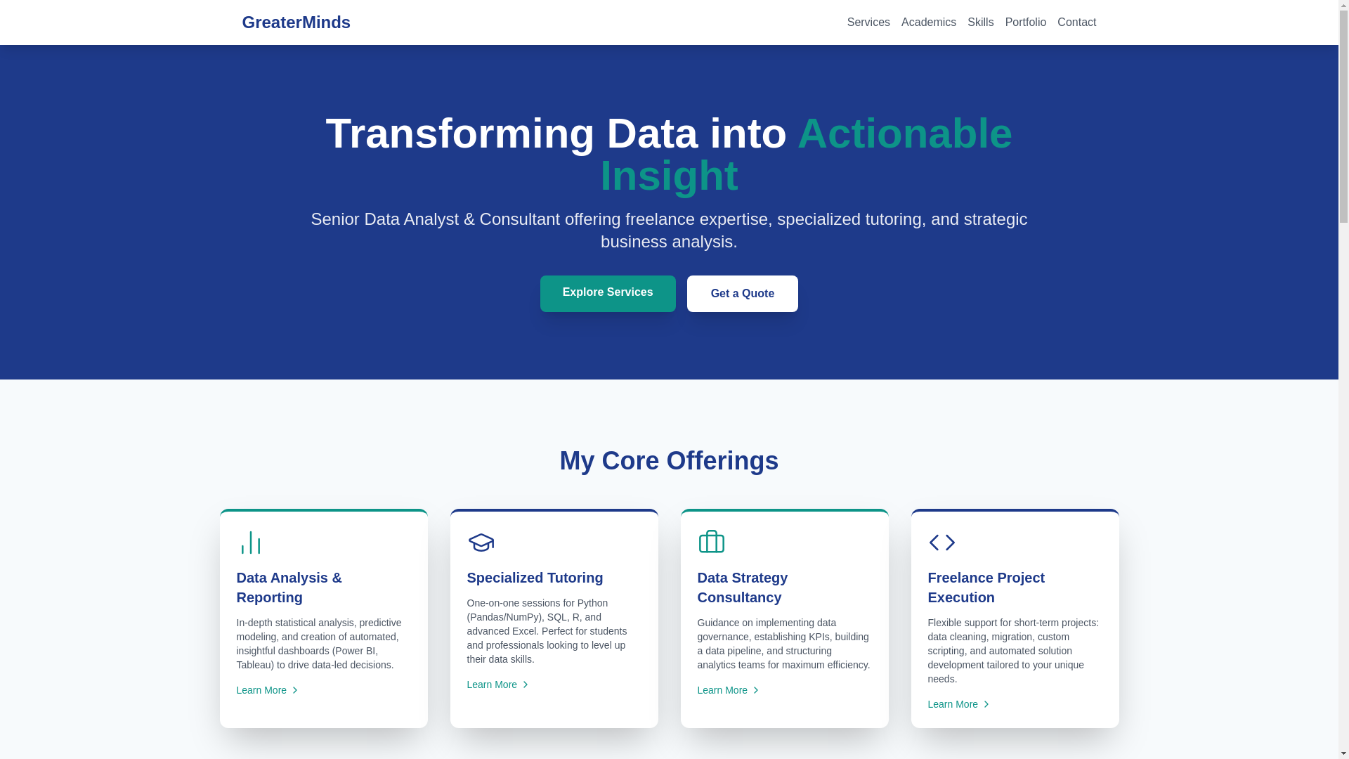 website screenshot of https://greaterminds.top/